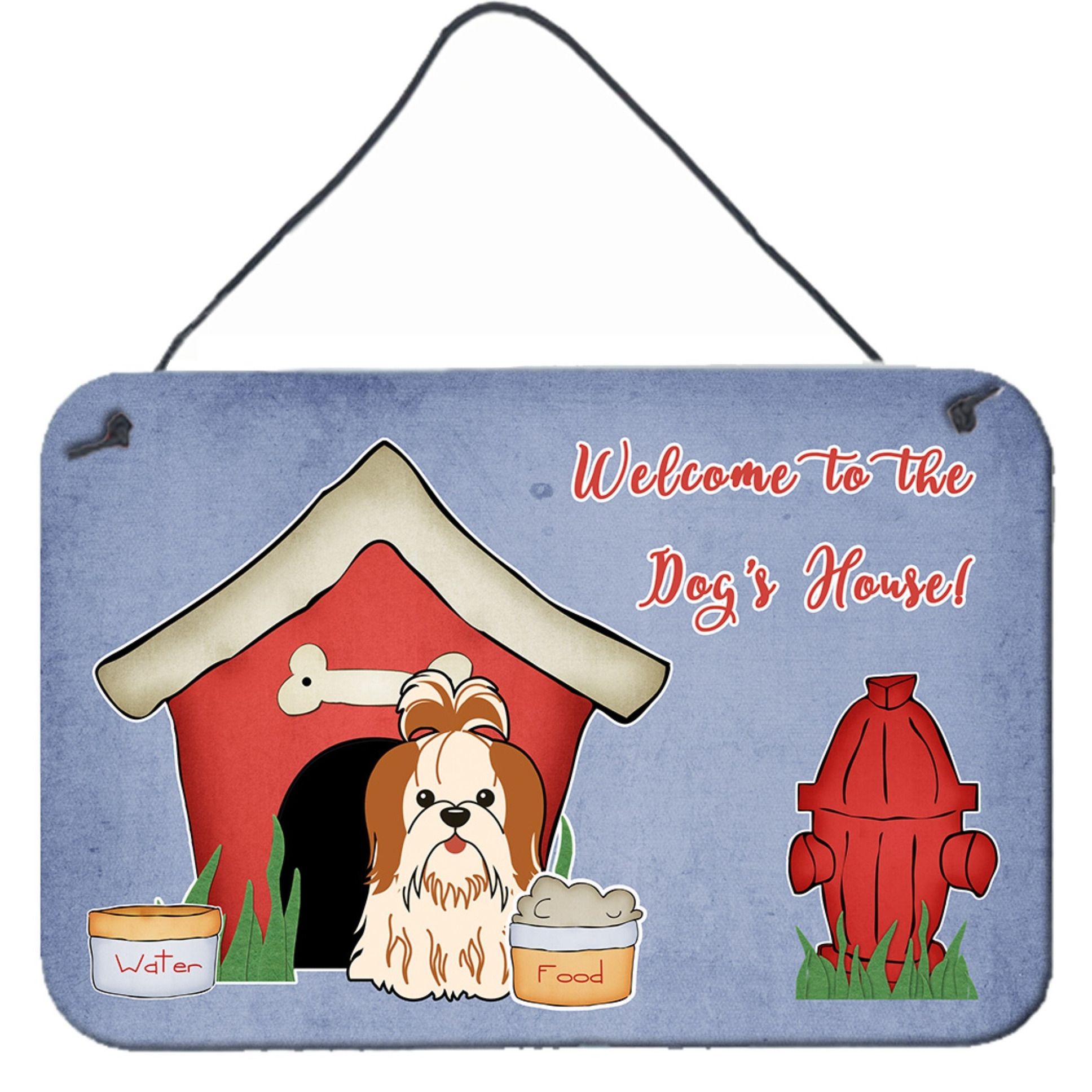 &quotCaroline's Treasures Dog House Collection Shih Tzu Red White Wall or Door Hanging Prints BB2841DS812, 8HX12W, Multicolor"