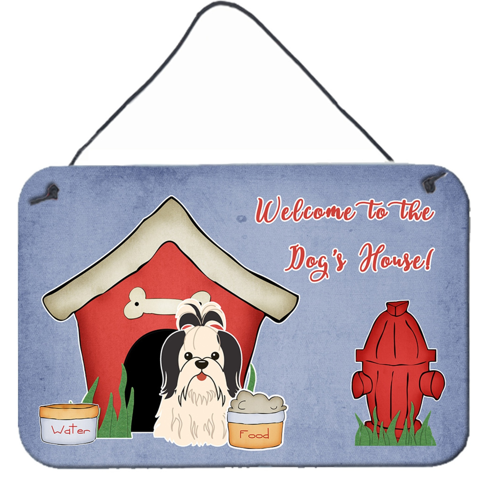 &quotCaroline's Treasures Dog House Collection Shih Tzu Black White Wall or Door Hanging Prints BB2842DS812, 8HX12W, Multicolor"
