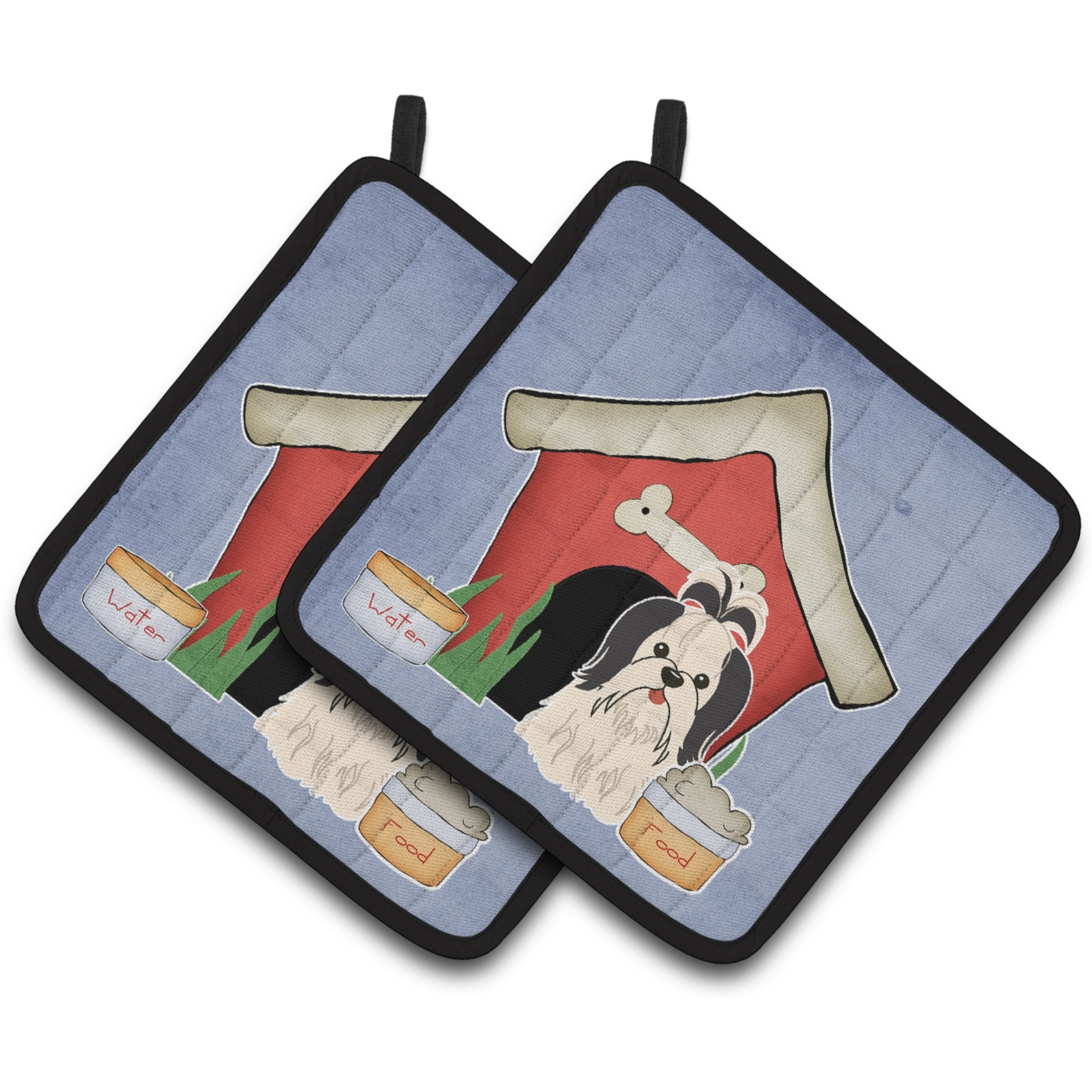 &quotCaroline's Treasures Dog House Collection Shih Tzu black White Pair of Pot Holders BB2842PTHD, 7.5HX7.5W, Multicolor"