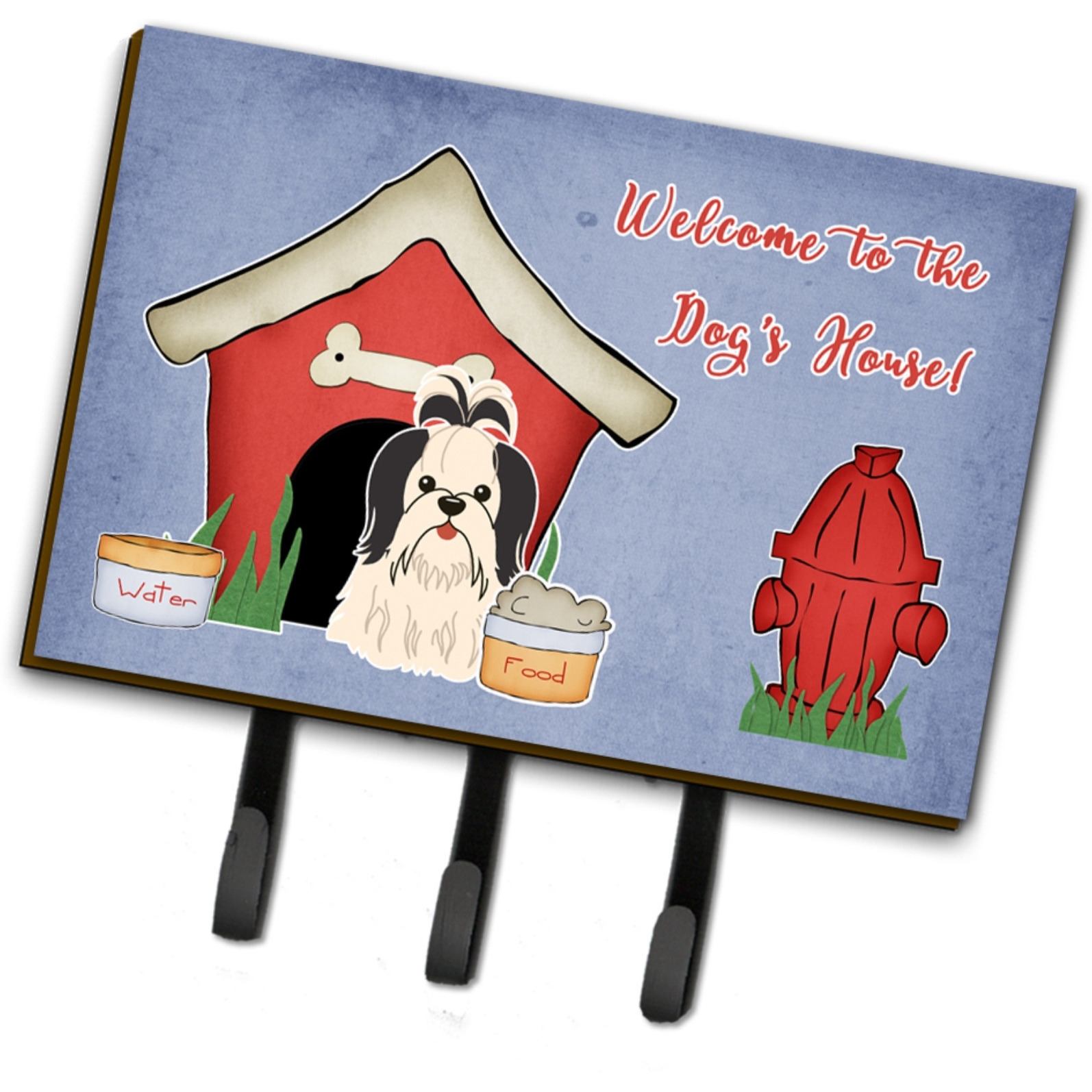 &quotCaroline's Treasures Dog House Collection Shih Tzu Black White Leash or Key Holder BB2842TH68, Triple"