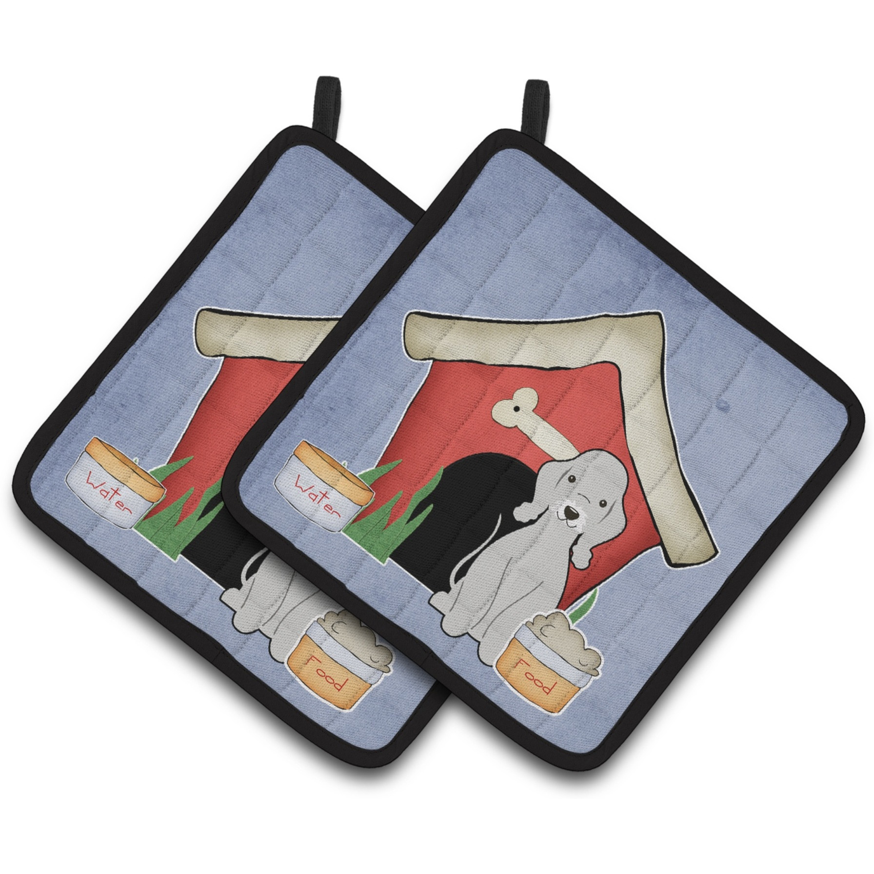 &quotCaroline's Treasures Dog House Collection Bedlington Terrier Blue Pair of Pot Holders BB2844PTHD, 7.5HX7.5W, Multicolor"
