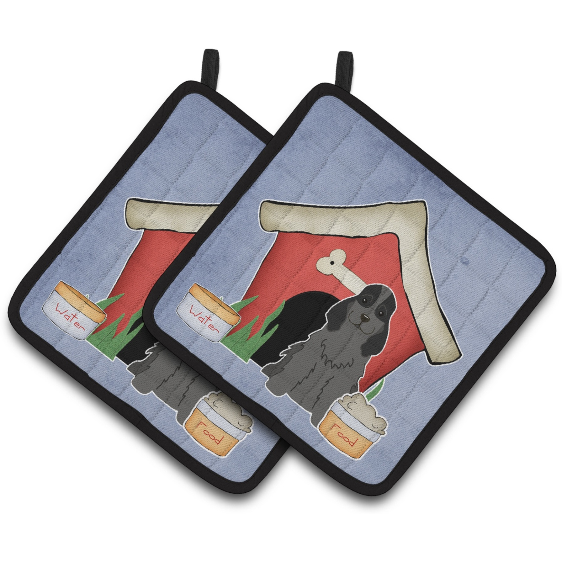 &quotCaroline's Treasures Dog House Collection Cocker Spaniel black Pair of Pot Holders BB2846PTHD, 7.5HX7.5W, Multicolor"