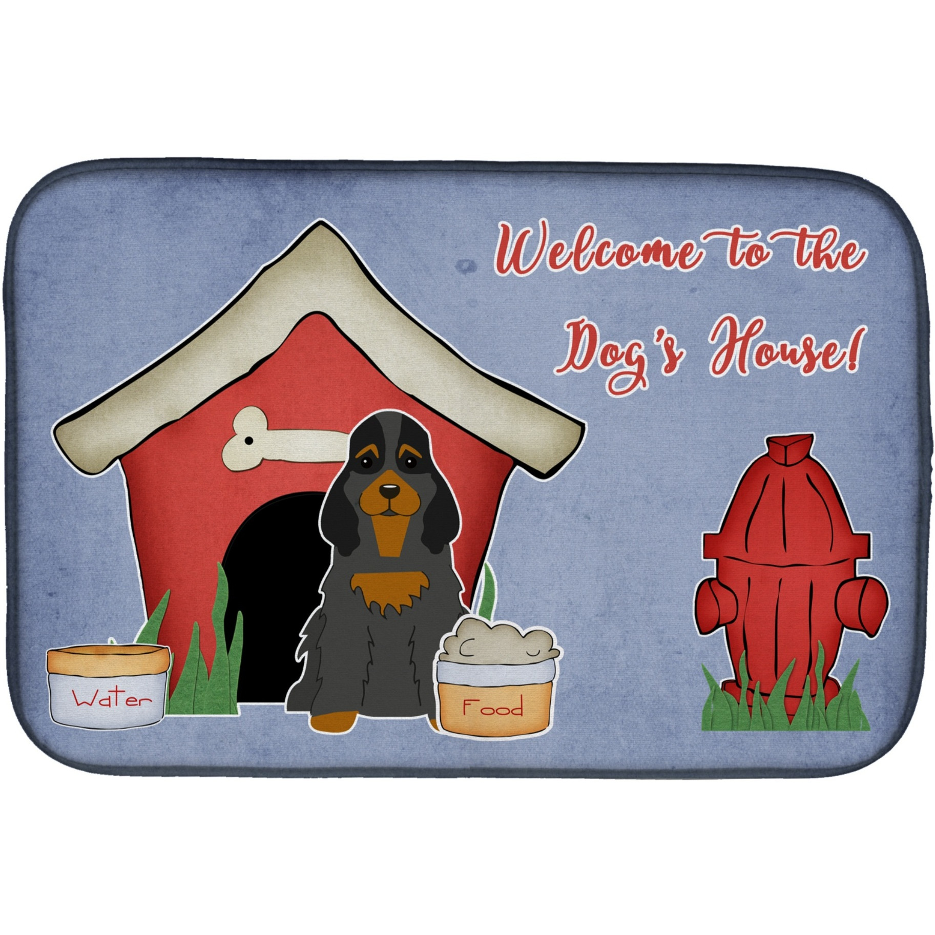 &quotCaroline's Treasures Dog House Collection Cocker Spaniel Black Tan Dish Drying Mat, 14"" x 21"""