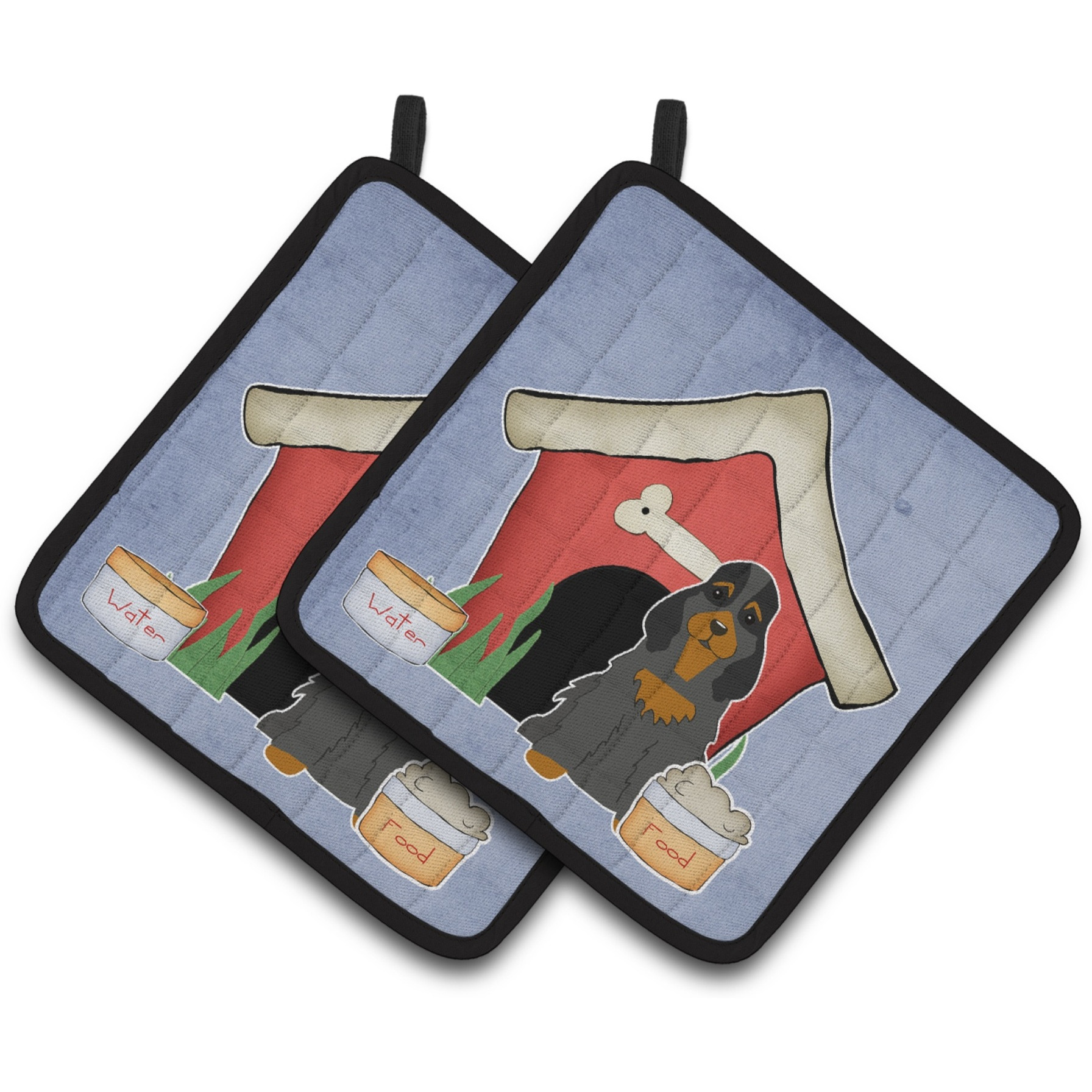 &quotCaroline's Treasures Dog House Collection Cocker Spaniel black Tan Pair of Pot Holders BB2847PTHD, 7.5HX7.5W, Multicolor"