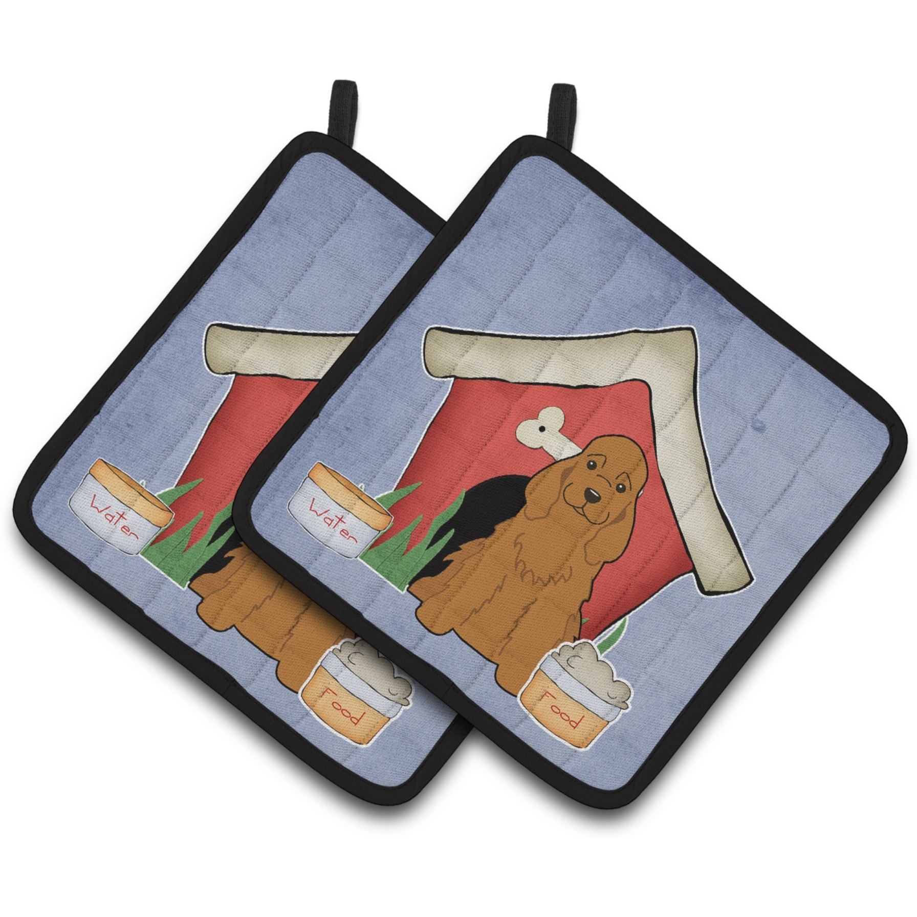 &quotCaroline's Treasures Dog House Collection Cocker Spaniel Red Pair of Pot Holders BB2849PTHD, 7.5HX7.5W, Multicolor"