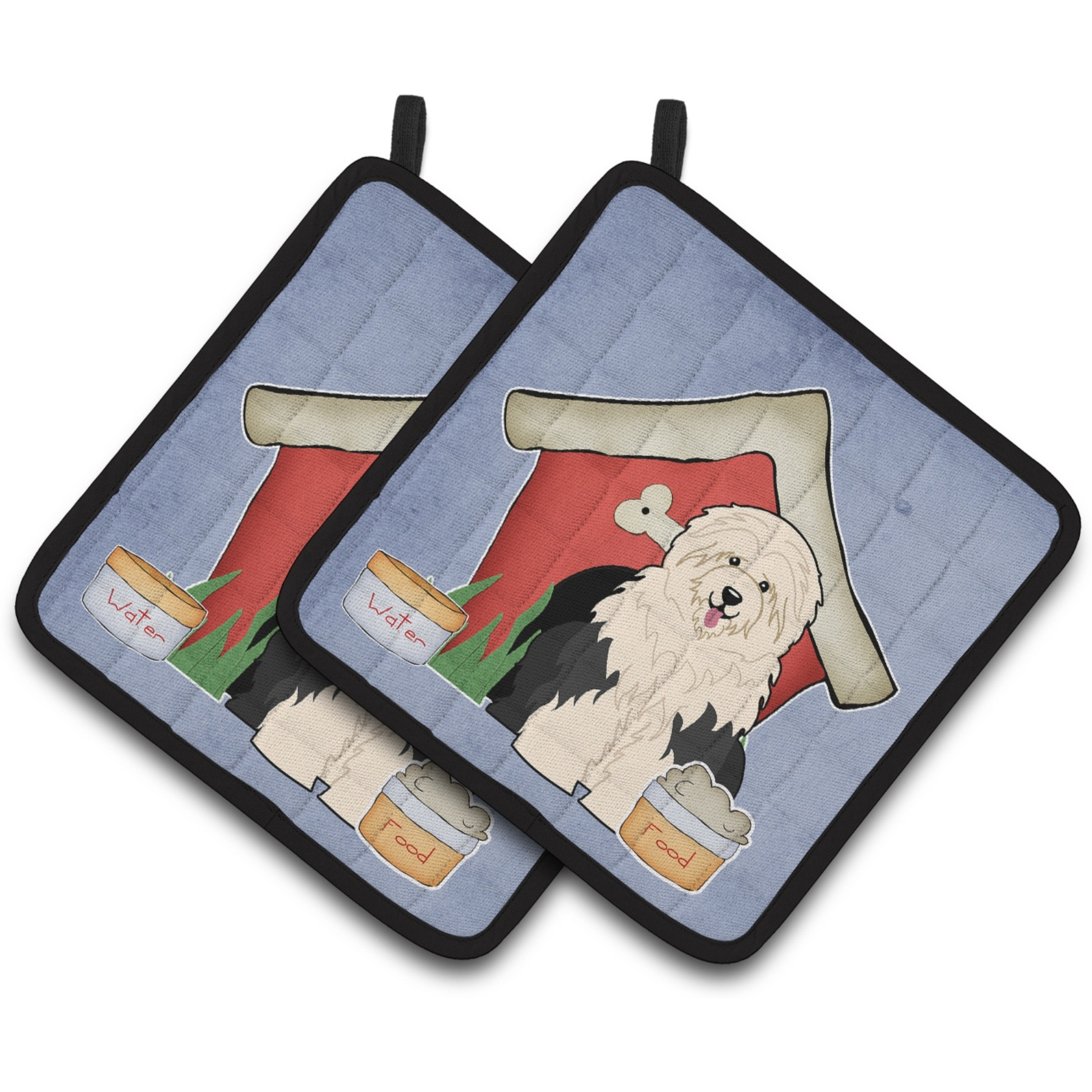 &quotCaroline's Treasures Dog House Collection Old English Sheepdog Pair of Pot Holders BB2850PTHD, 7.5HX7.5W, Multicolor"