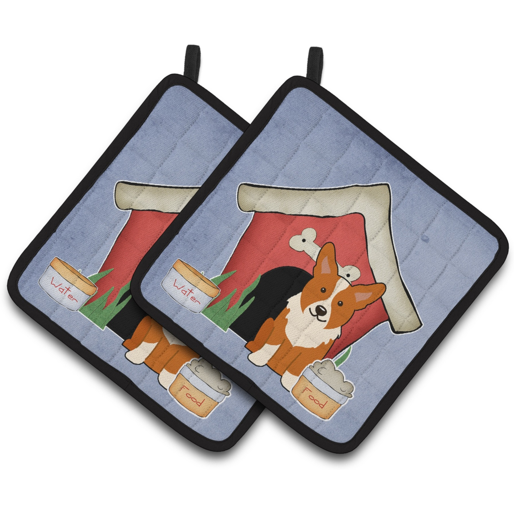 &quotCaroline's Treasures Dog House Collection Corgi Pair of Pot Holders BB2854PTHD, 7.5HX7.5W, Multicolor"