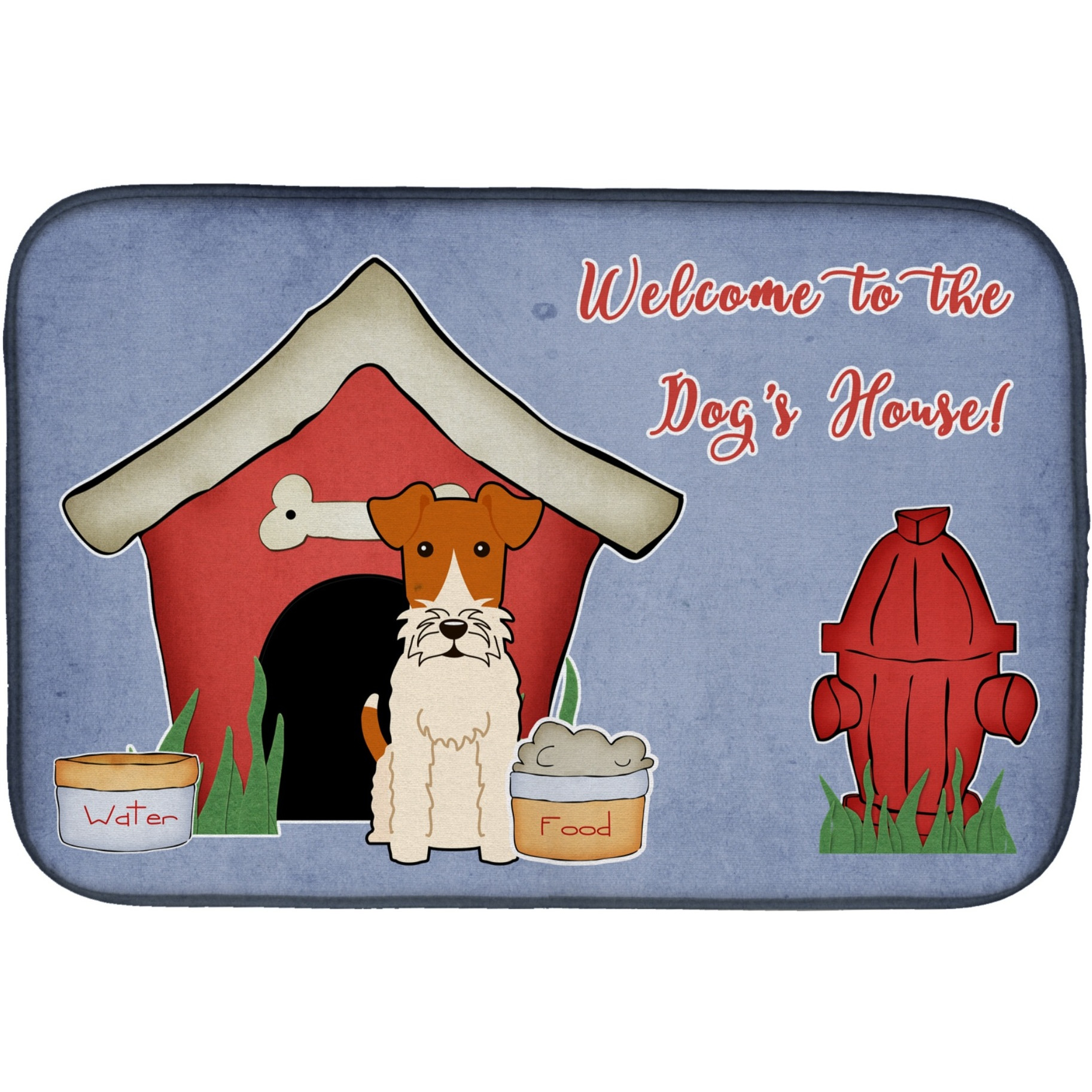 &quotCaroline's Treasures Dog House Collection Wire Fox Terrier Dish Drying Mat, 14"" x 21"""