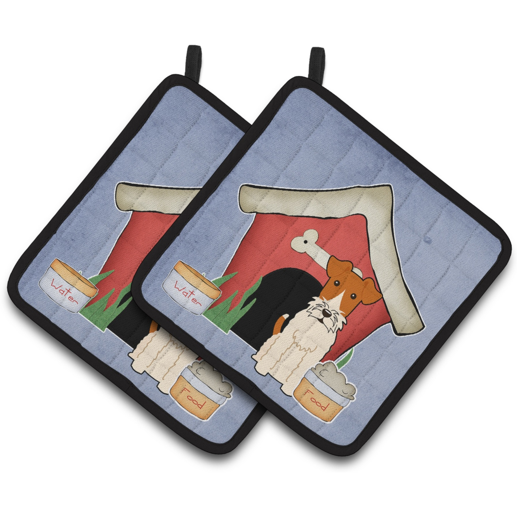 &quotCaroline's Treasures Dog House Collection Wire Fox Terrier Pair of Pot Holders BB2855PTHD, 7.5HX7.5W, Multicolor"