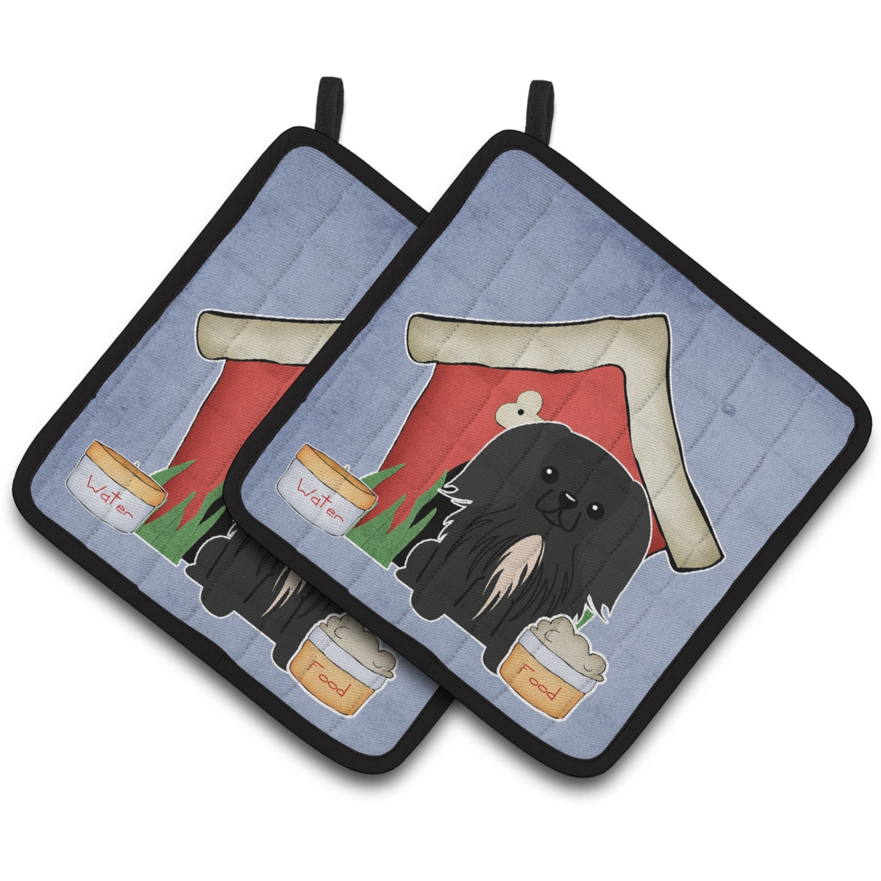 &quotCaroline's Treasures Dog House Collection Pekingnese black Pair of Pot Holders BB2861PTHD, 7.5HX7.5W, Multicolor"