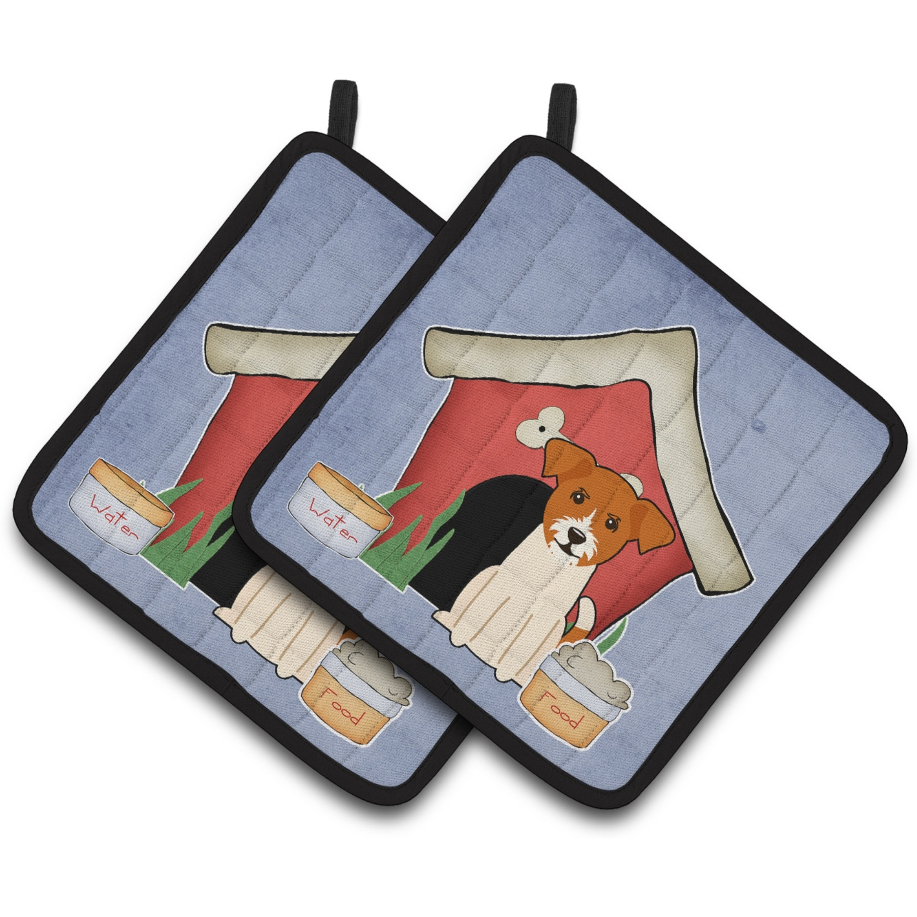 &quotCaroline's Treasures Dog House Collection Jack Russell Terrier Pair of Pot Holders BB2862PTHD, 7.5HX7.5W, Multicolor"