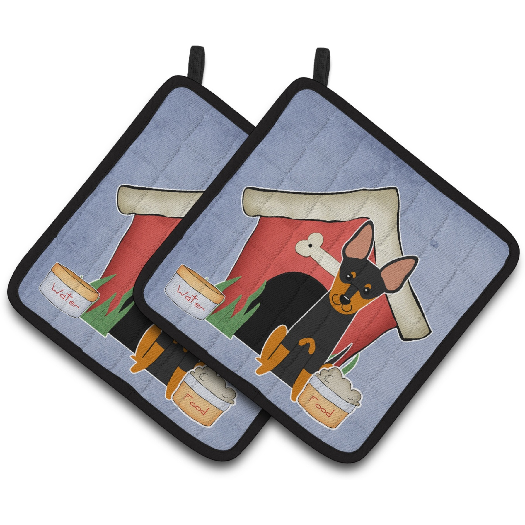 &quotCaroline's Treasures Dog House Collection English Toy Terrier Pair of Pot Holders BB2863PTHD, 7.5HX7.5W, Multicolor"