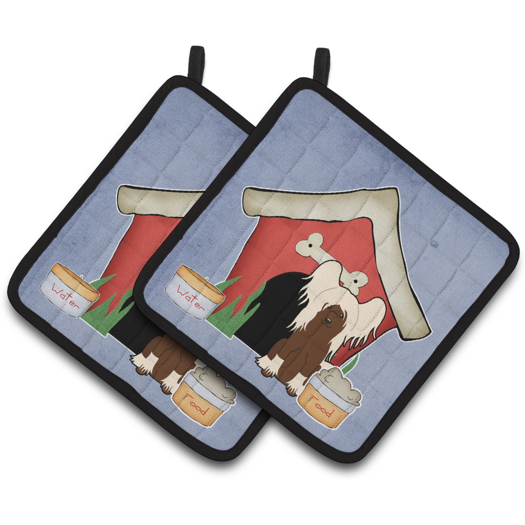 &quotCaroline's Treasures Dog House Collection Chinese Crested Cream Pair of Pot Holders BB2867PTHD, 7.5HX7.5W, Multicolor"