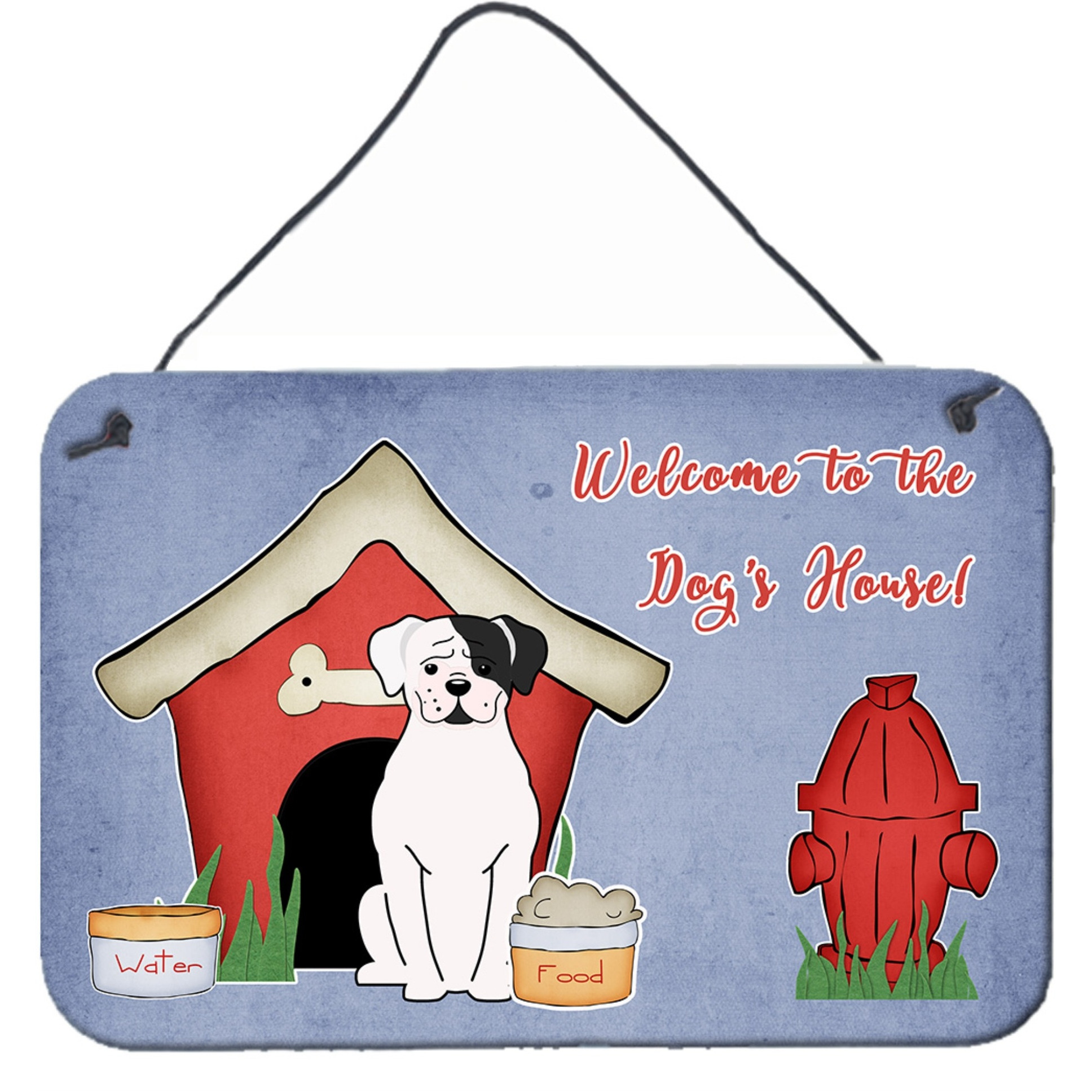 &quotCaroline's Treasures Dog House Collection White Boxer Cooper Wall or Door Hanging Prints BB2868DS812, 8HX12W"