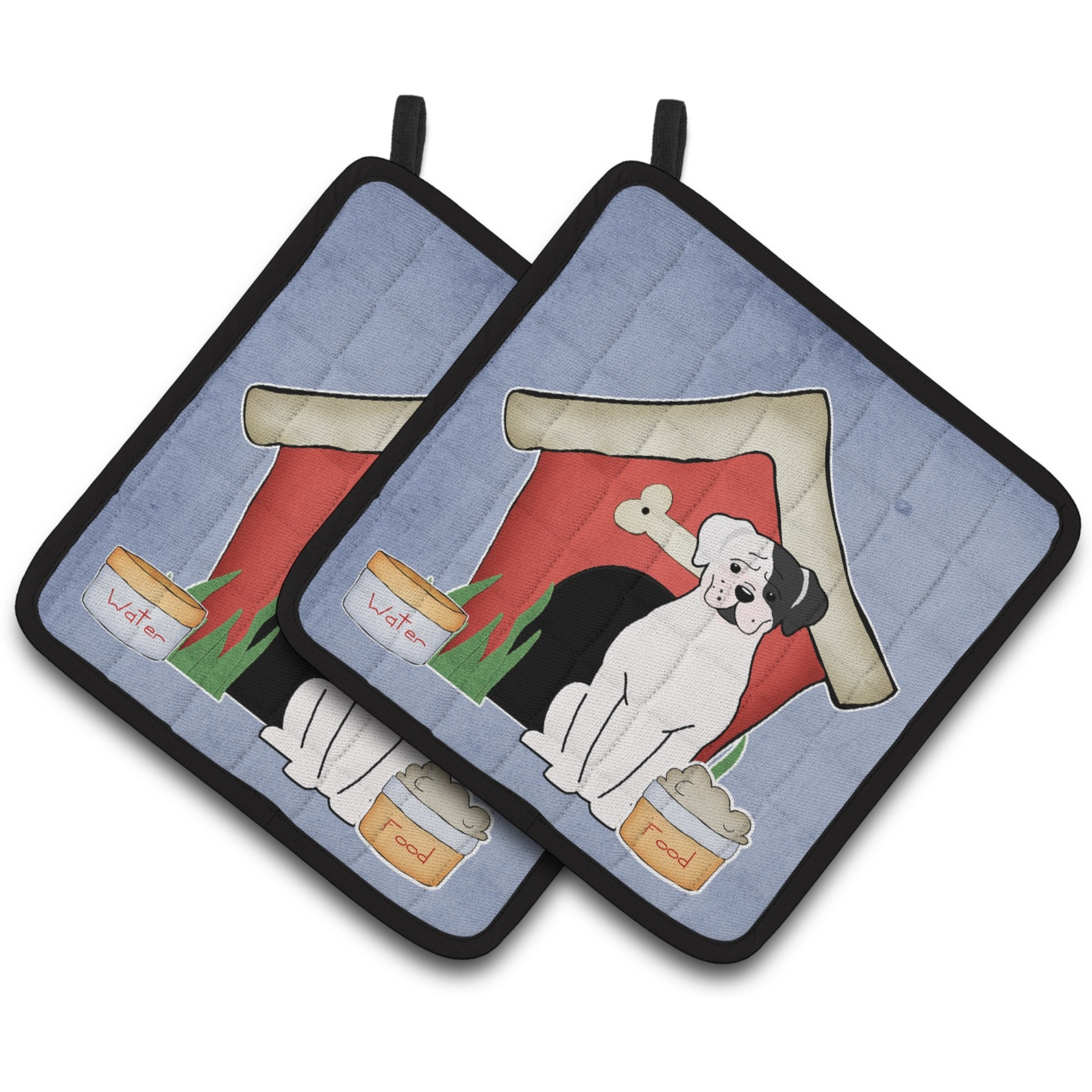 &quotCaroline's Treasures Dog House Collection White Boxer Cooper Pair of Pot Holders BB2868PTHD, 7.5HX7.5W, Multicolor"
