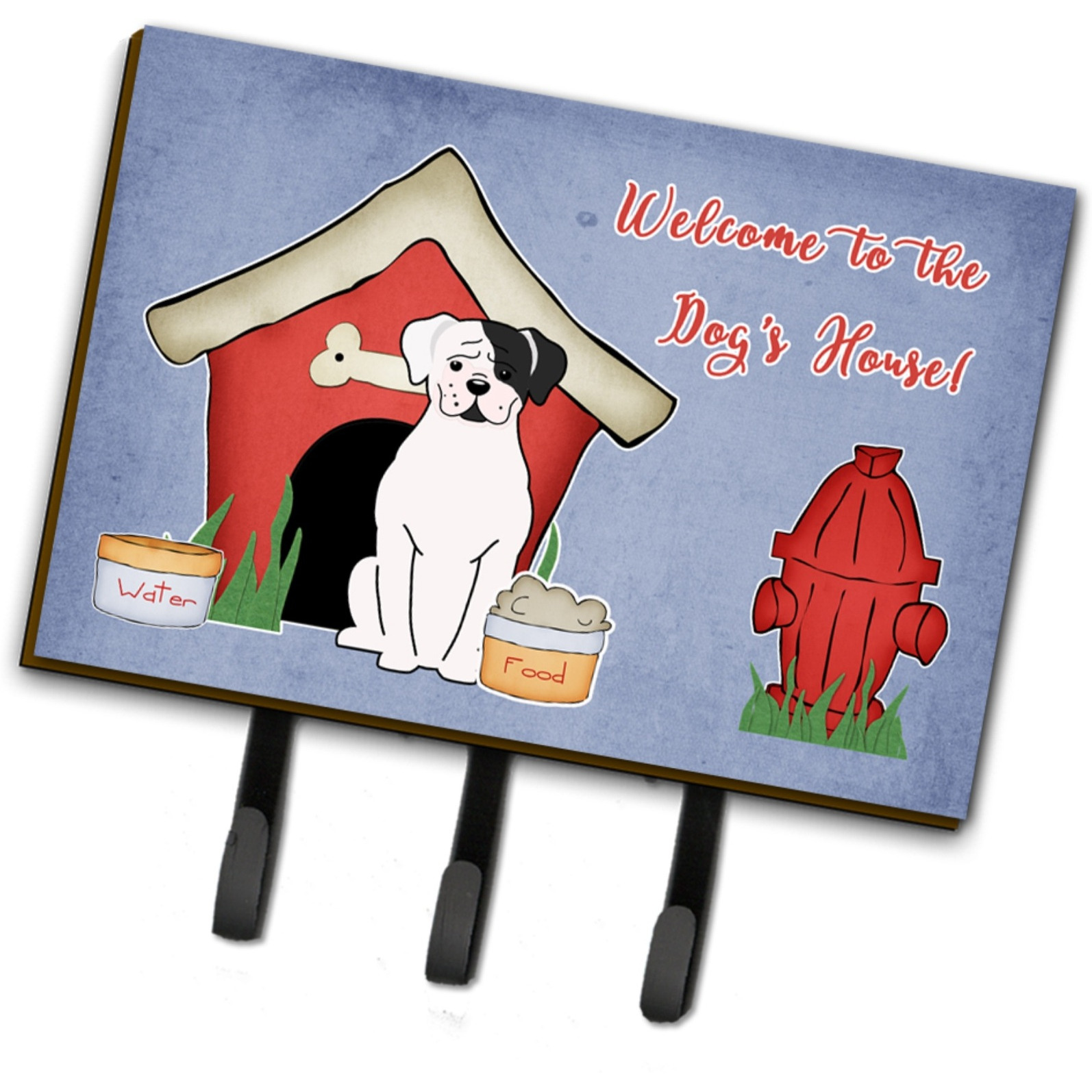 &quotCaroline's Treasures Dog House Collection White Boxer Cooper Leash or Key Holder BB2868TH68, Triple"