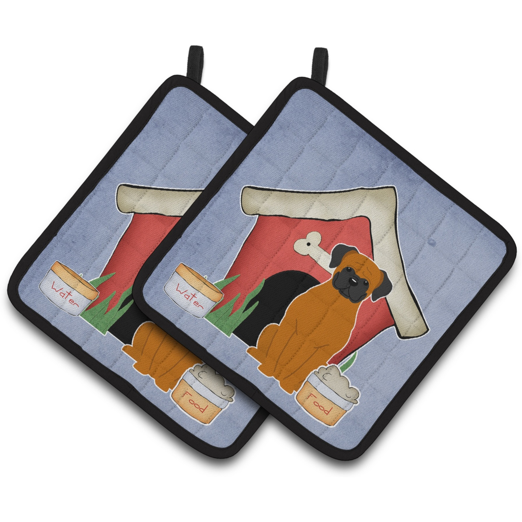 &quotCaroline's Treasures Dog House Collection Fawn Boxer Pair of Pot Holders BB2869PTHD, 7.5HX7.5W, Multicolor"