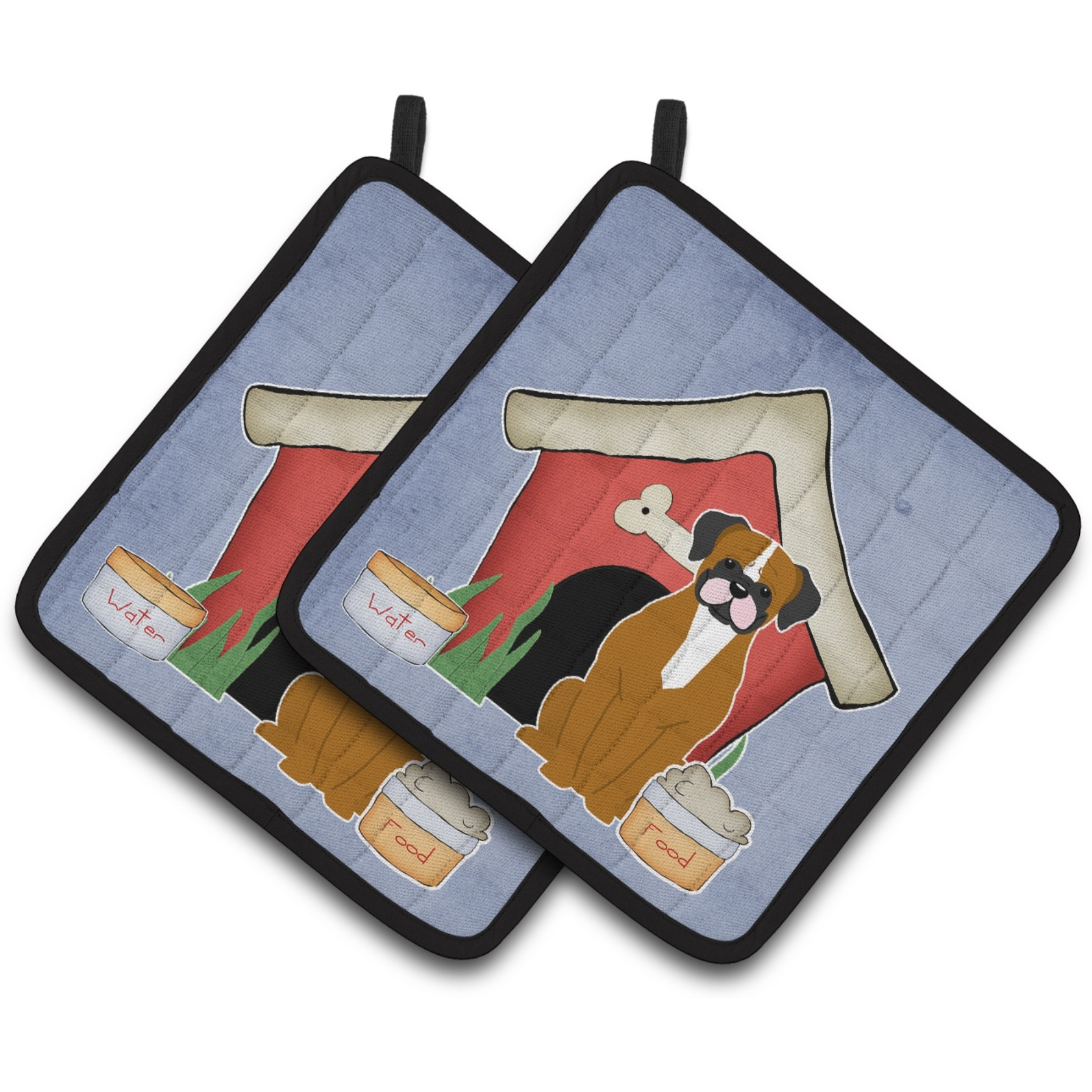 &quotCaroline's Treasures Dog House Collection Flashy Fawn Boxer Pair of Pot Holders BB2870PTHD, 7.5HX7.5W, Multicolor"