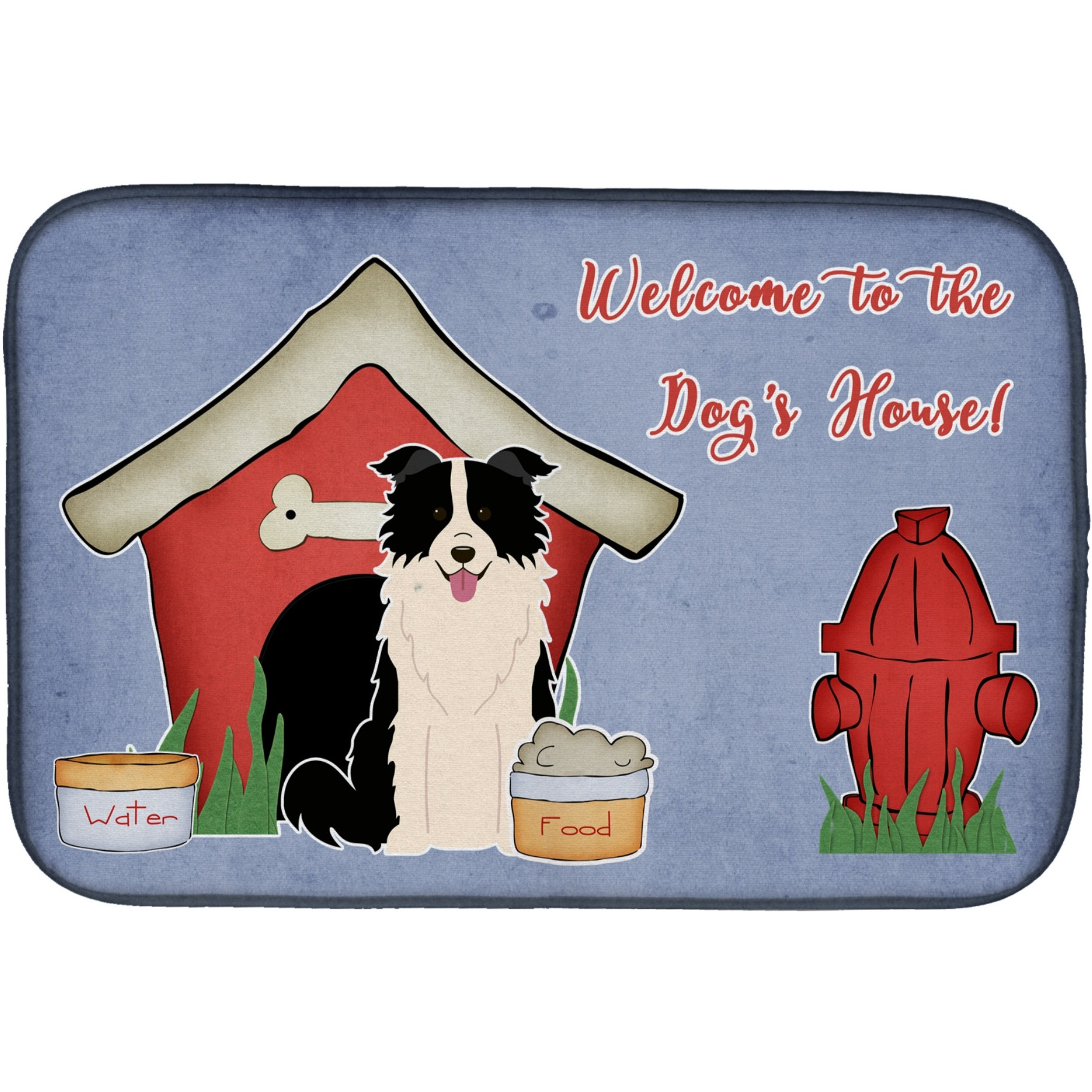 &quotCaroline's Treasures Dog House Collection Border Collie Black White Dish Drying Mat, 14"" x 21"""