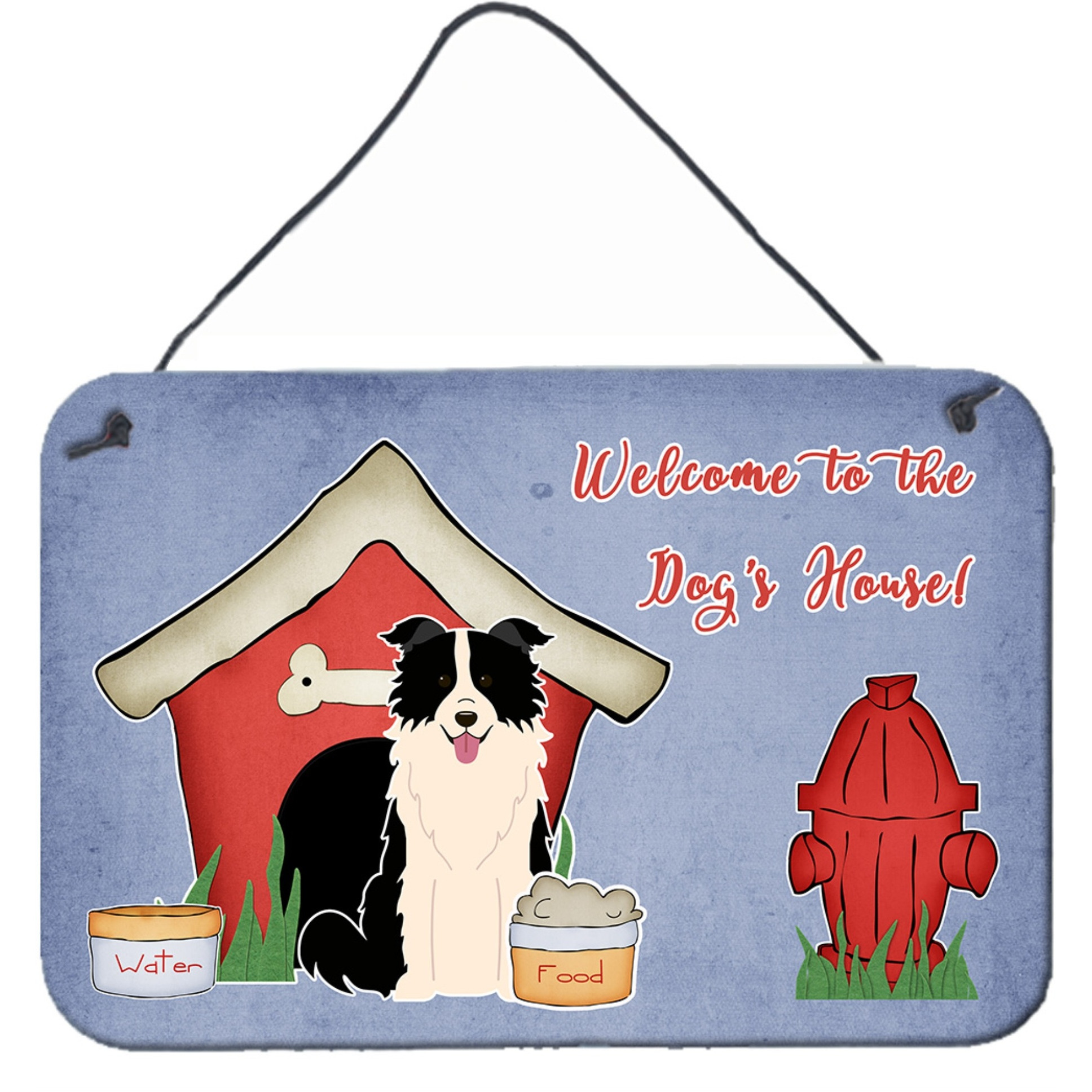 &quotCaroline's Treasures Dog House Collection Border Collie Black White Wall or Door Hanging Prints BB2872DS812, 8HX12W, Multicolor"