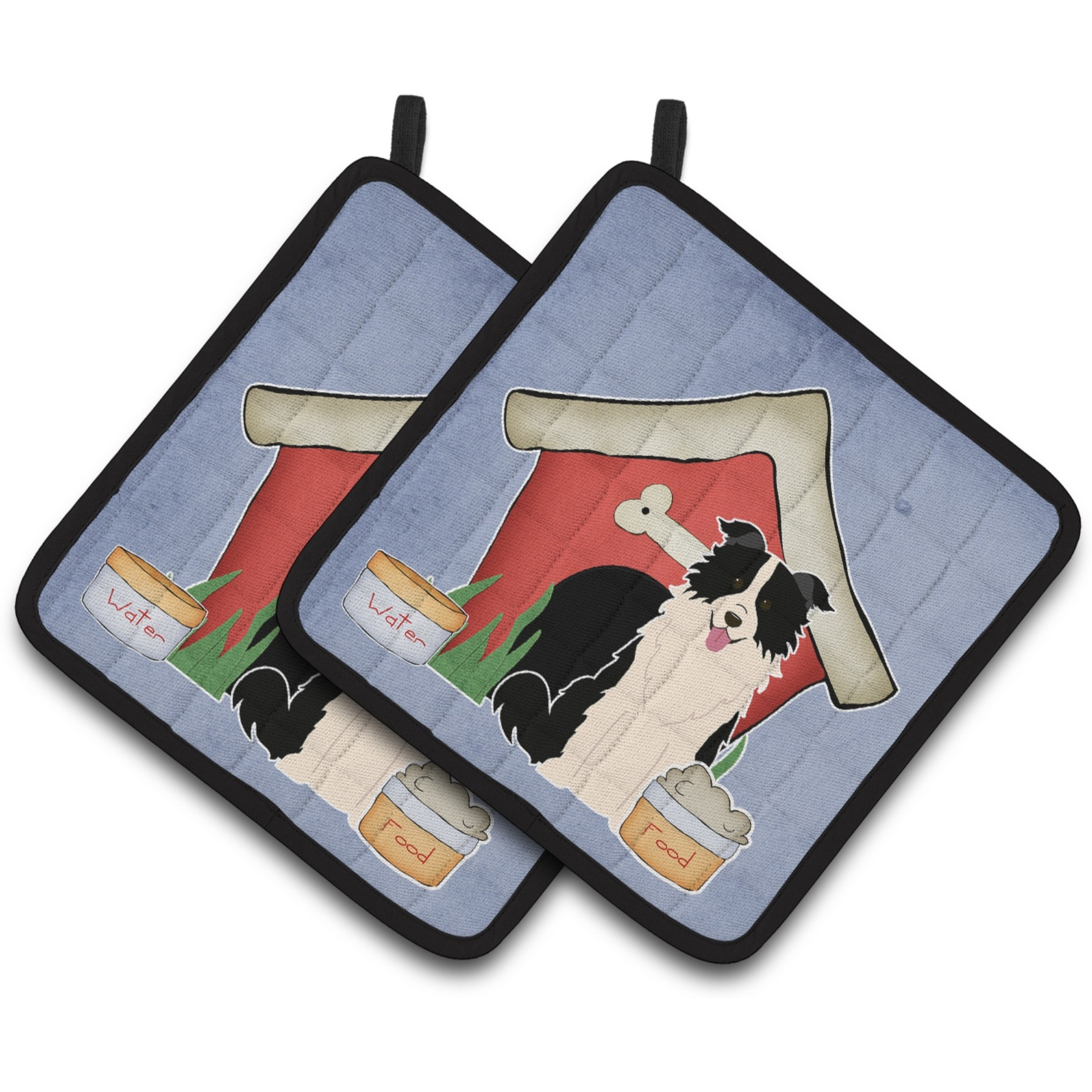 &quotCaroline's Treasures Dog House Collection Border Collie black White Pair of Pot Holders BB2872PTHD, 7.5HX7.5W, Multicolor"