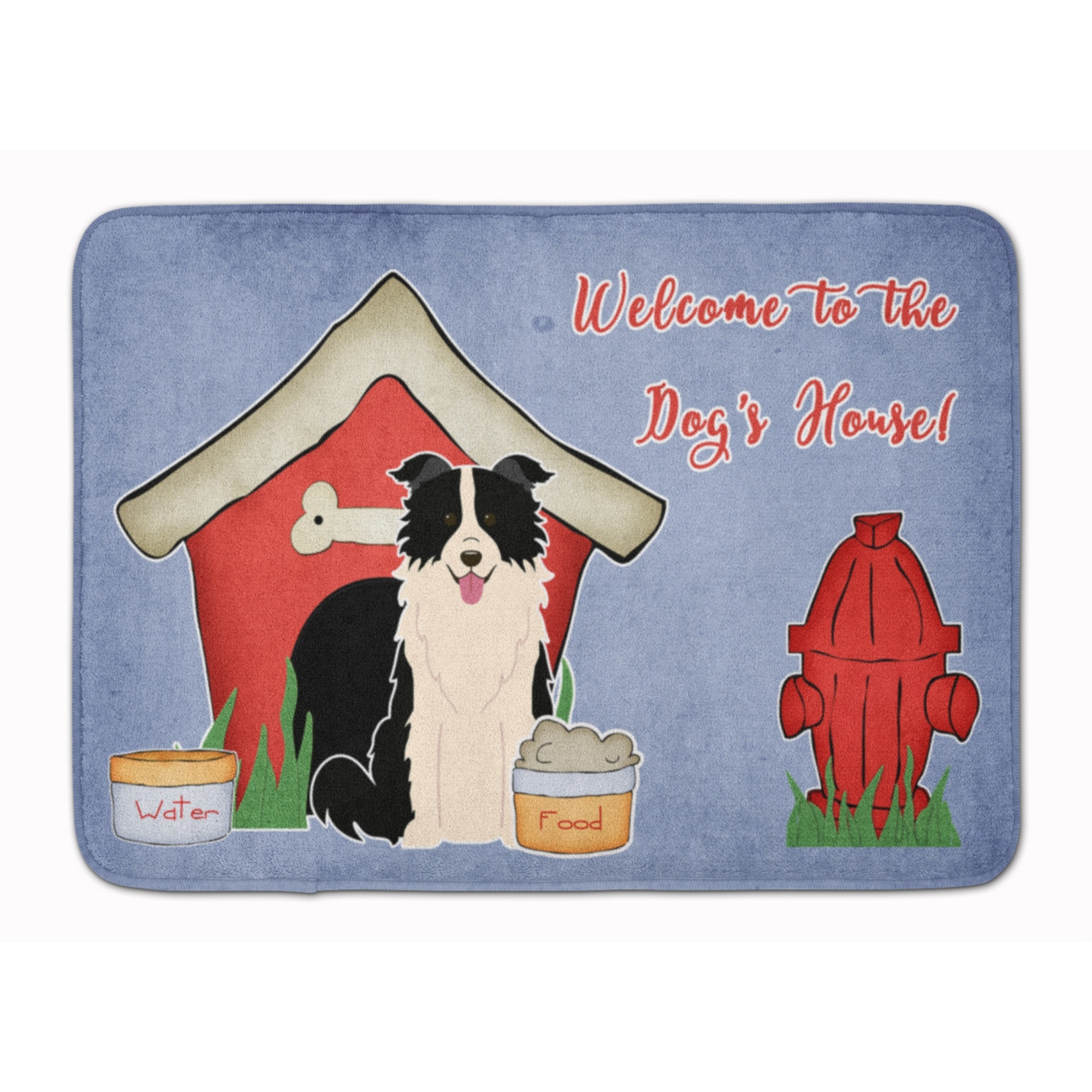 &quotCaroline's Treasures Dog House Border Collie Black White Floor Mat, 19"" x 27"", Multicolor"