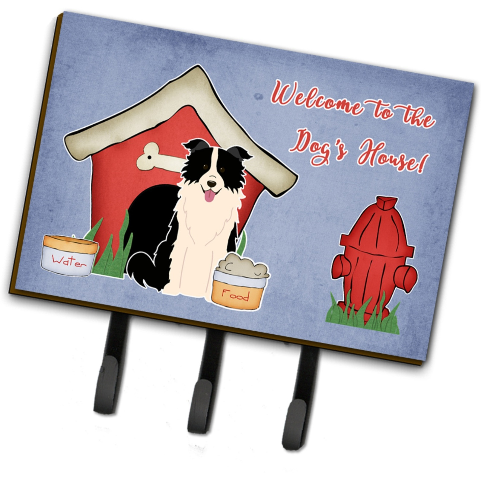 &quotCaroline's Treasures Dog House Collection Border Collie Black White Leash or Key Holder BB2872TH68, Triple, Multicolor"
