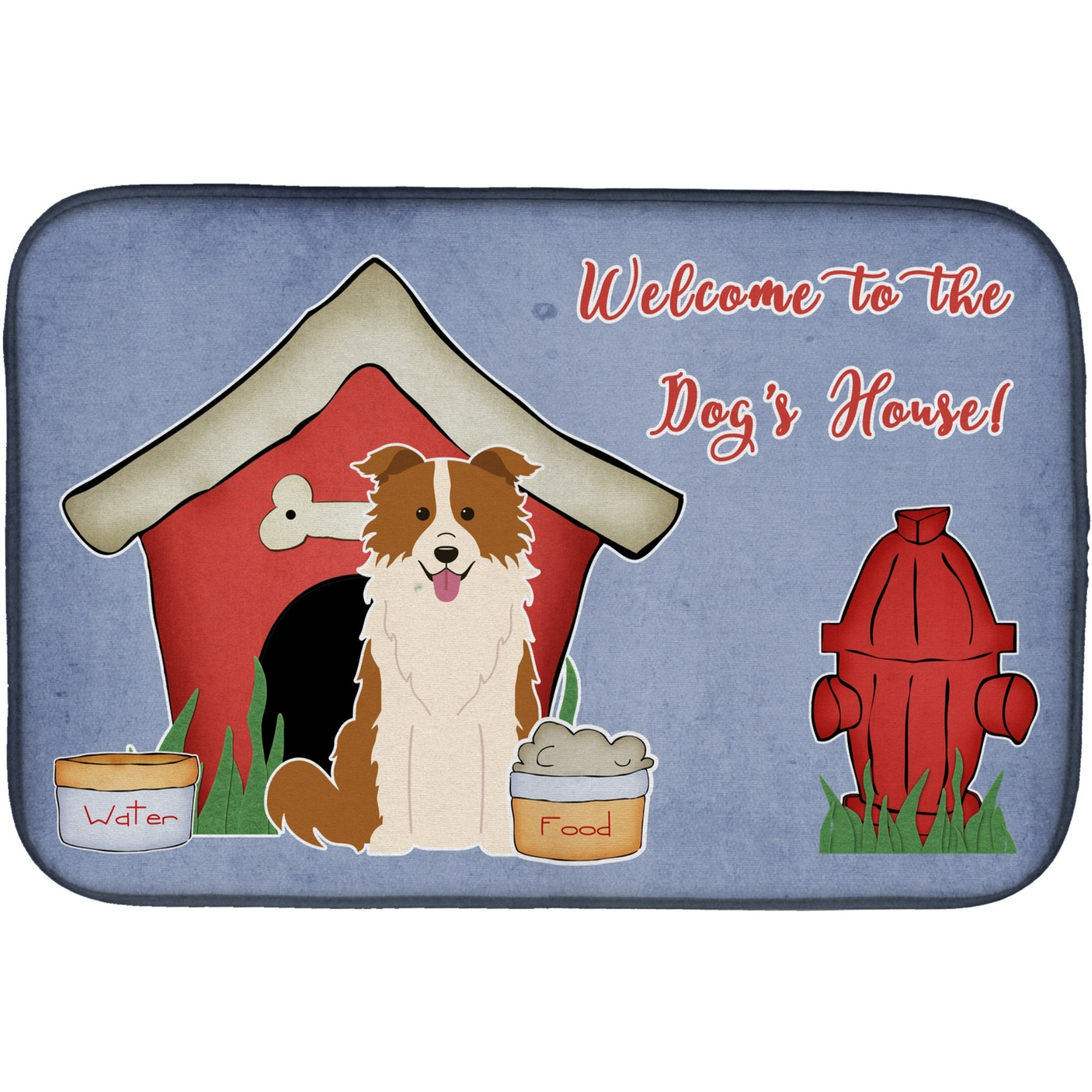 &quotCaroline's Treasures Dog House Collection Border Collie Red White Dish Drying Mat, 14"" x 21"""