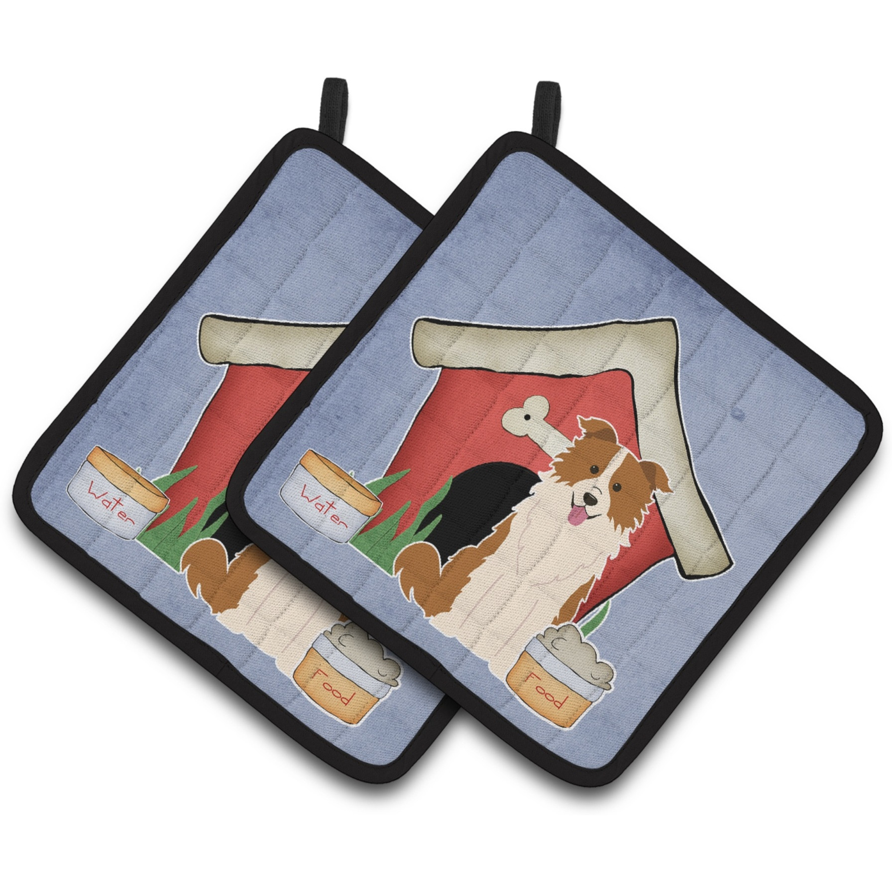 &quotCaroline's Treasures Dog House Collection Border Collie Red White Pair of Pot Holders BB2873PTHD, 7.5HX7.5W, Multicolor"