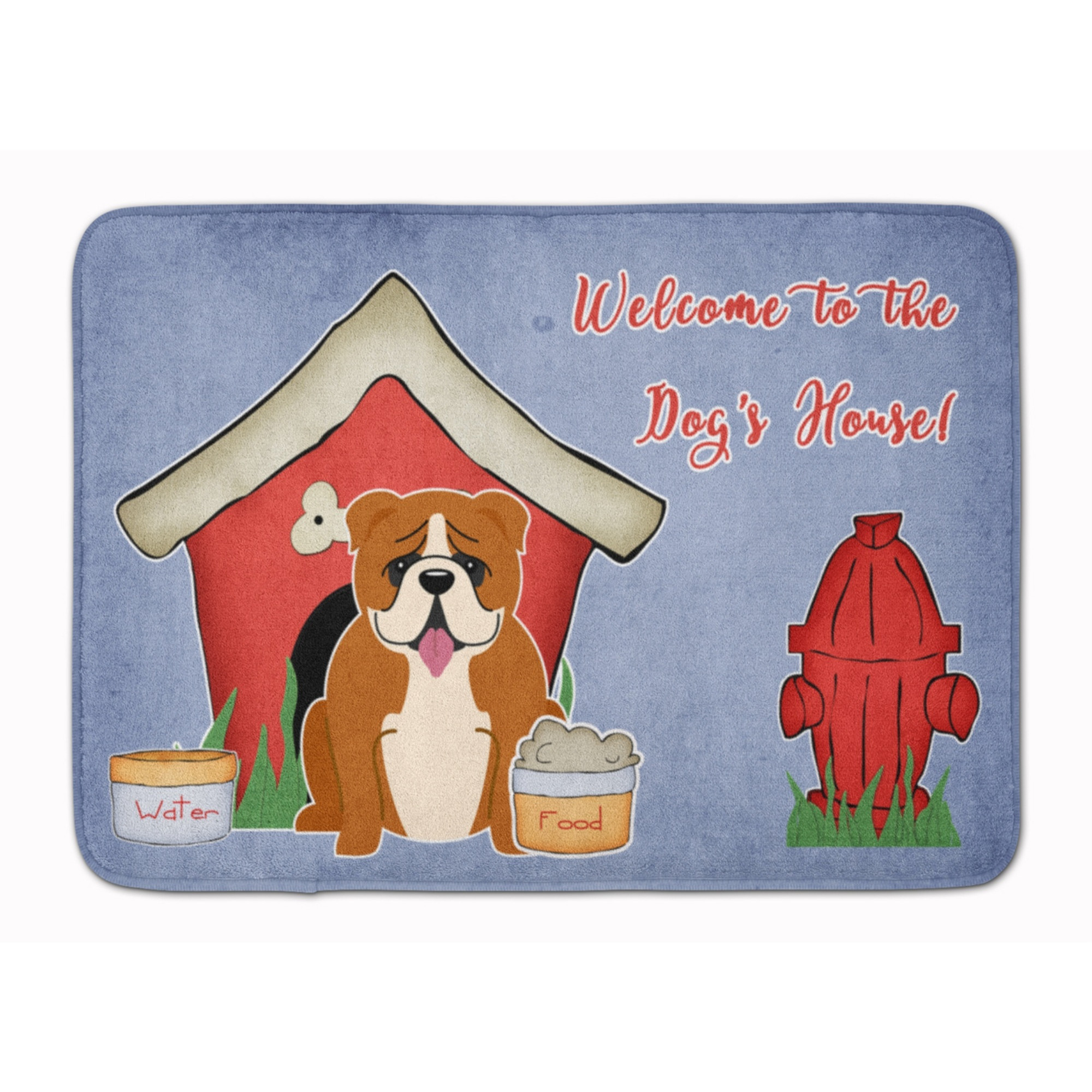 &quotCaroline's Treasures Dog House English Bulldog Red White Floor Mat, 19"" x 27"", Multicolor"