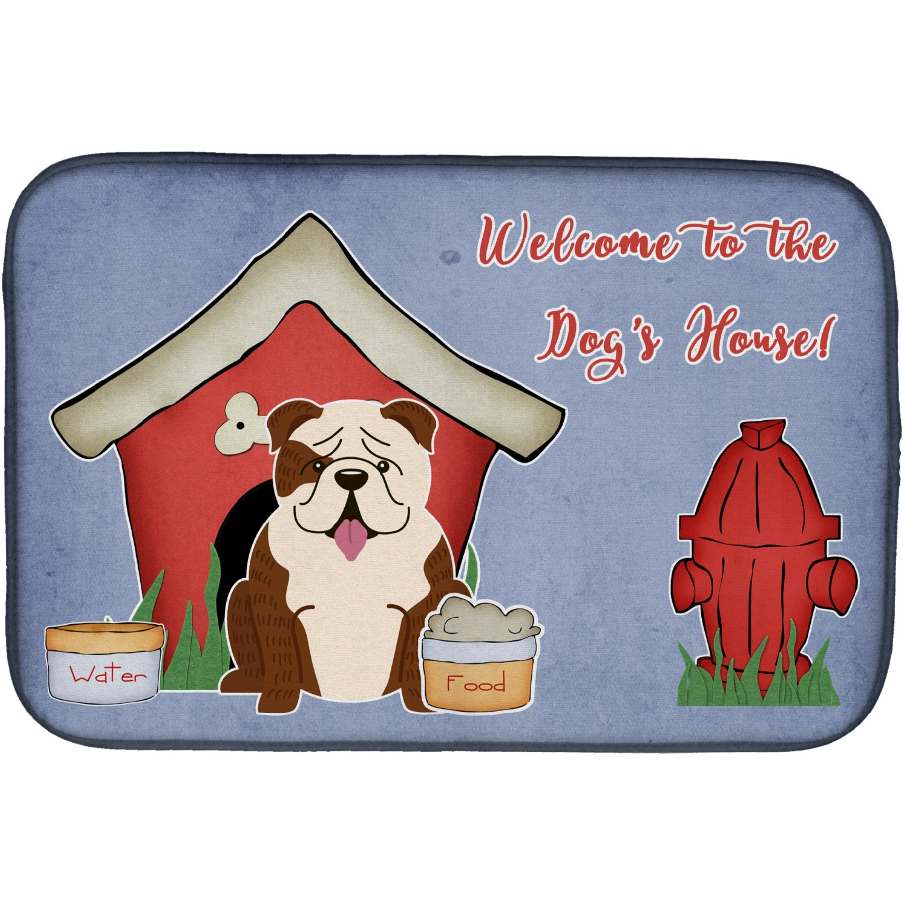 &quotCaroline's Treasures Dog House Collection English Bulldog Brindle White Dish Drying Mat, 14 X 21"