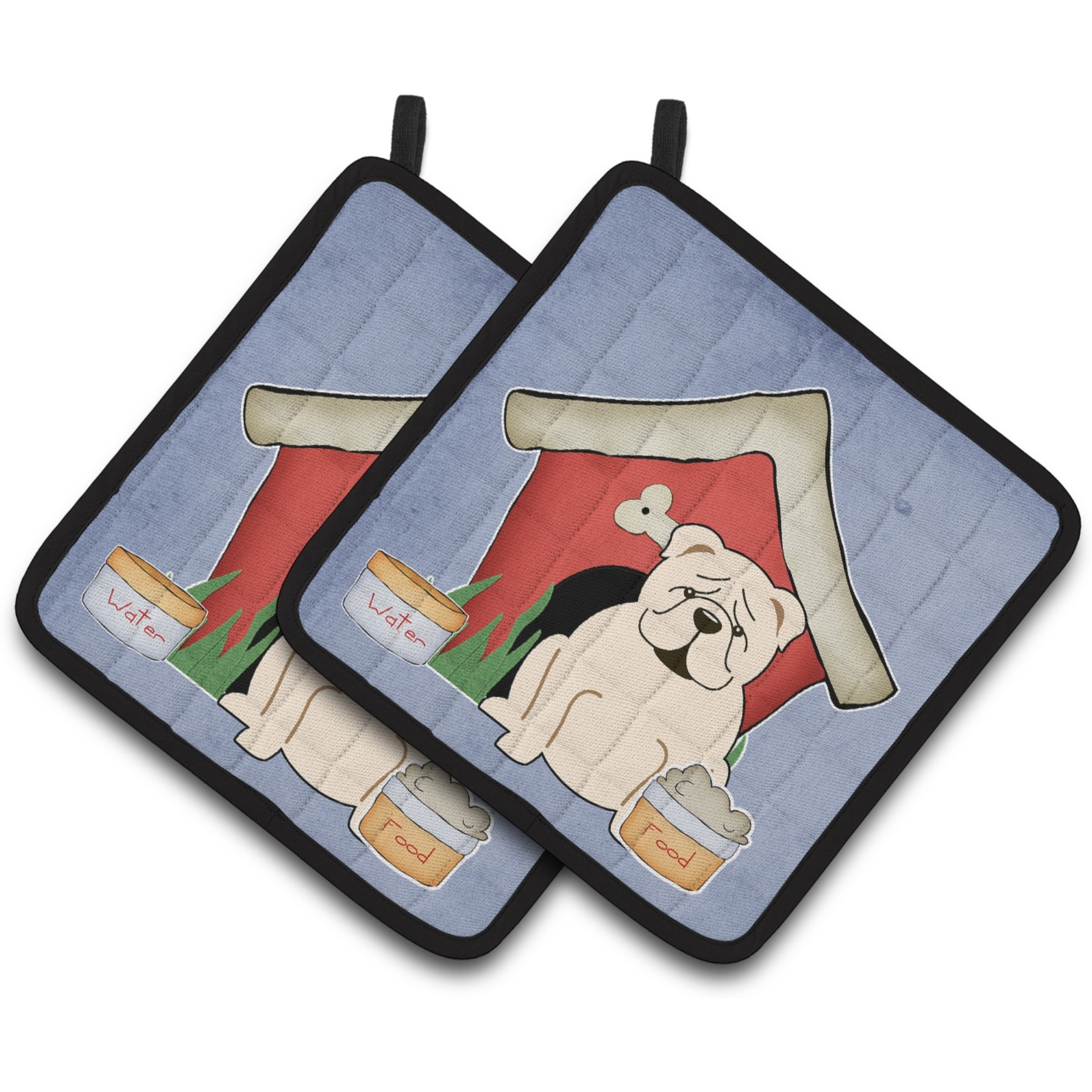 &quotCaroline's Treasures Dog House Collection English Bulldog White Pair of Pot Holders BB2877PTHD, 7.5HX7.5W, Multicolor"