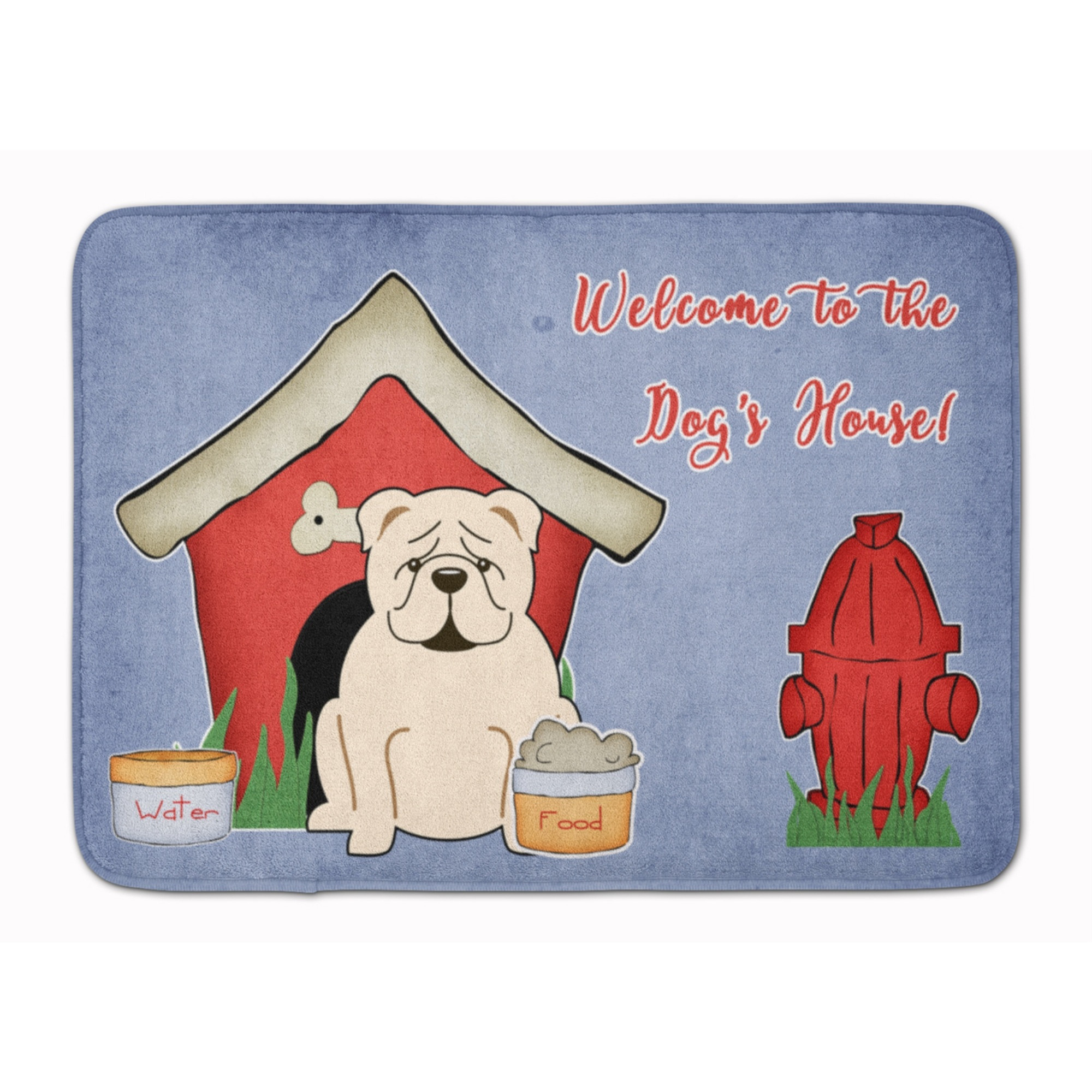 &quotCaroline's Treasures Dog House English Bulldog White Floor Mat, 19"" x 27"", Multicolor"