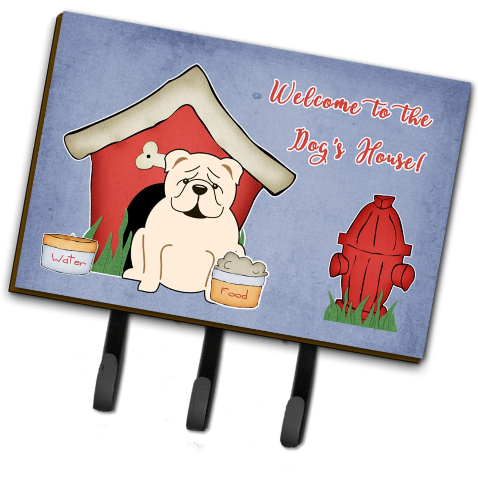 &quotCaroline's Treasures Dog House Collection English Bulldog White Leash or Key Holder BB2877TH68, Triple"