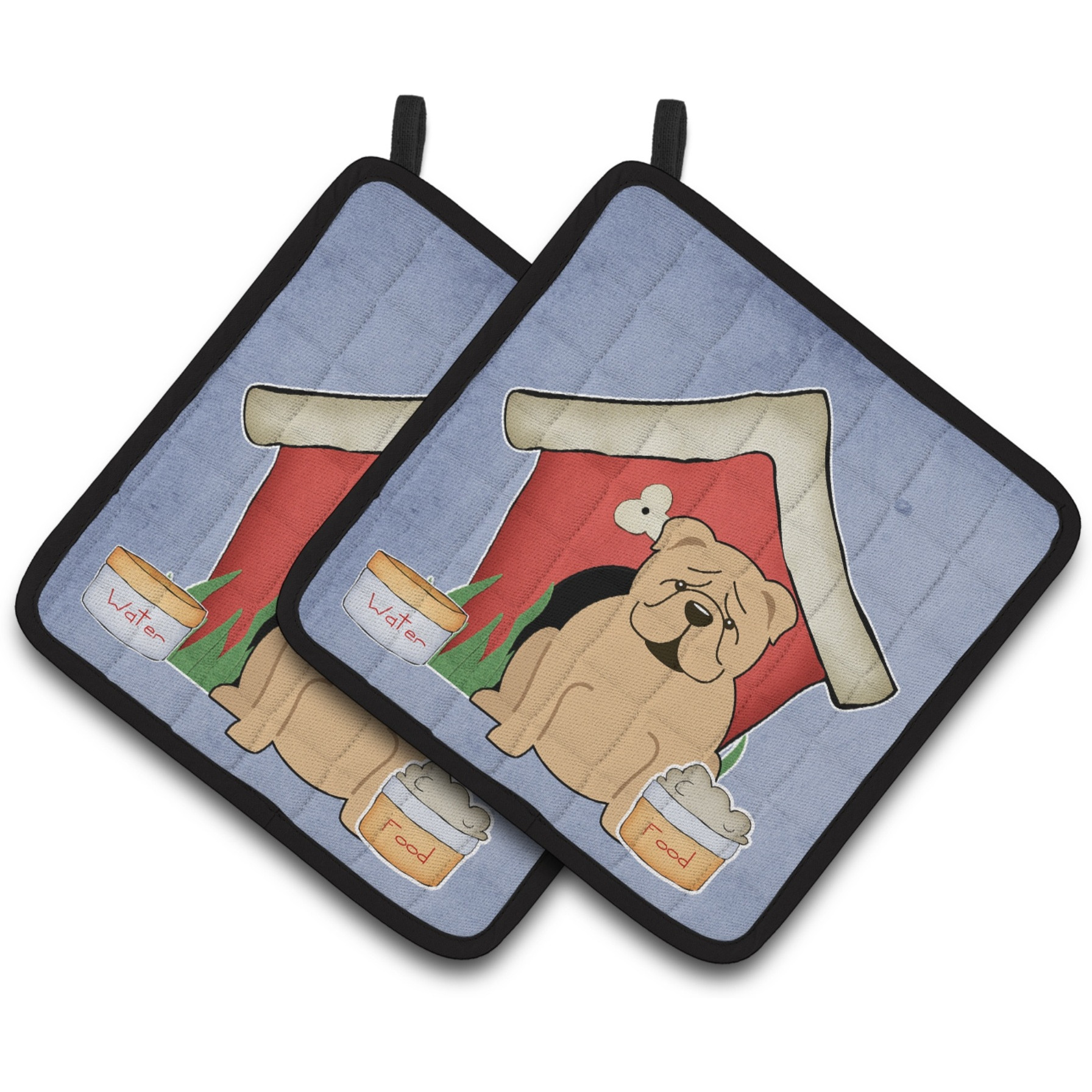 &quotCaroline's Treasures Dog House Collection English Bulldog Fawn Pair of Pot Holders BB2878PTHD, 7.5HX7.5W, Multicolor"