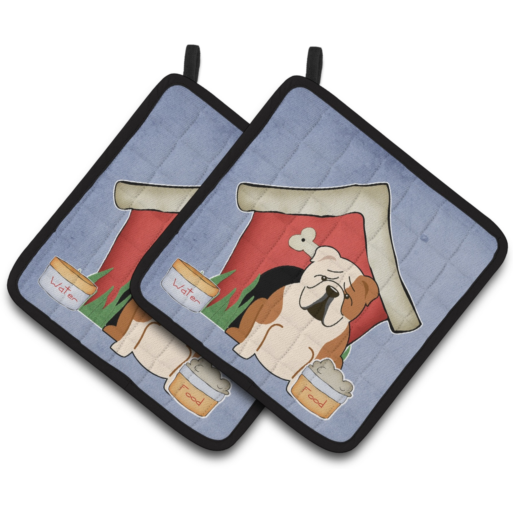 &quotCaroline's Treasures Dog House Collection English Bulldog Fawn White Pair of Pot Holders BB2879PTHD, 7.5HX7.5W, Multicolor"