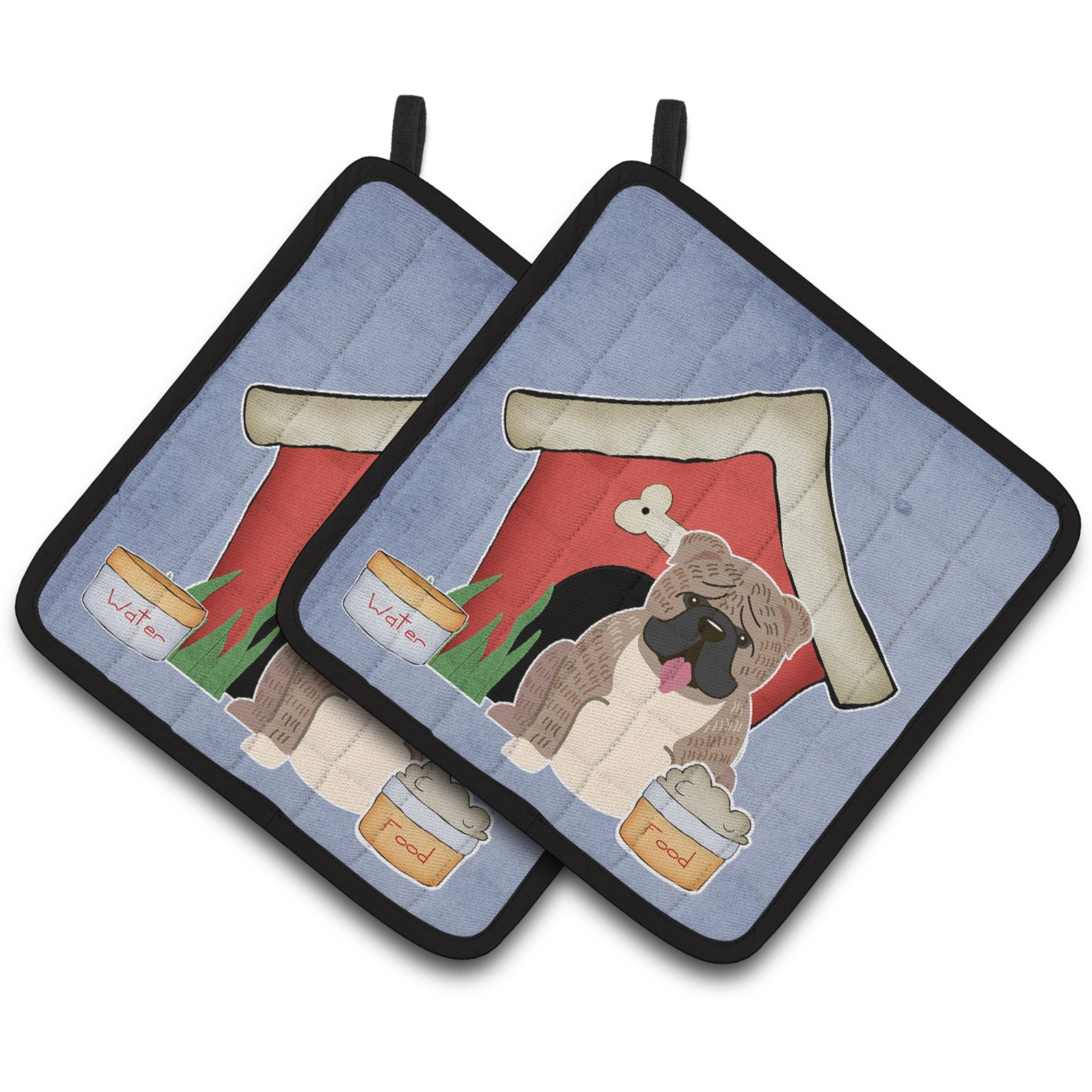 &quotCaroline's Treasures Dog House Collection English Bulldog Grey Brindle Pair of Pot Holders BB2880PTHD, 7.5HX7.5W, Multicolor"