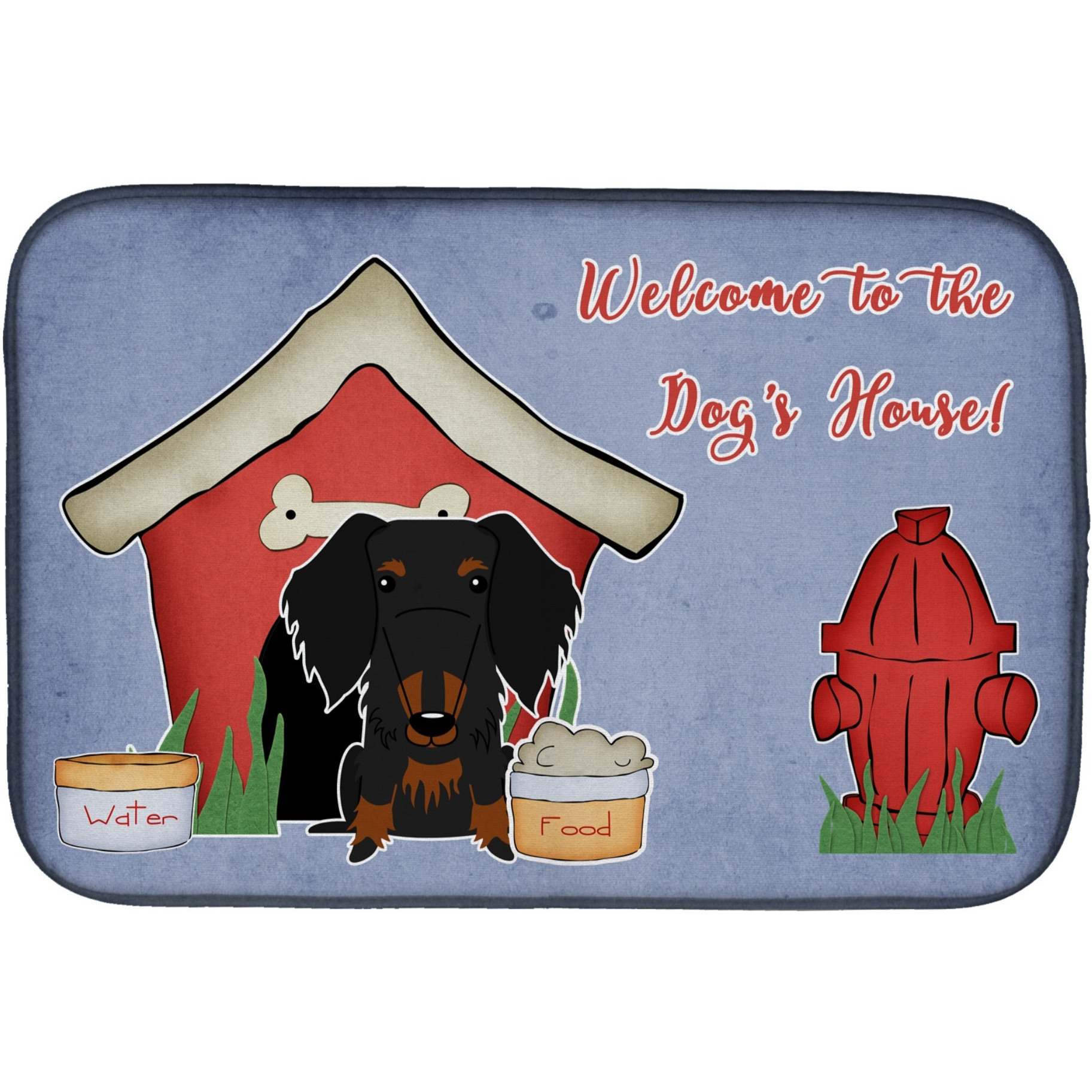&quotCaroline's Treasures Dog House Collection Wire Haired Dachshund Black Tan Dish Drying Mat, 14"" x 21"""