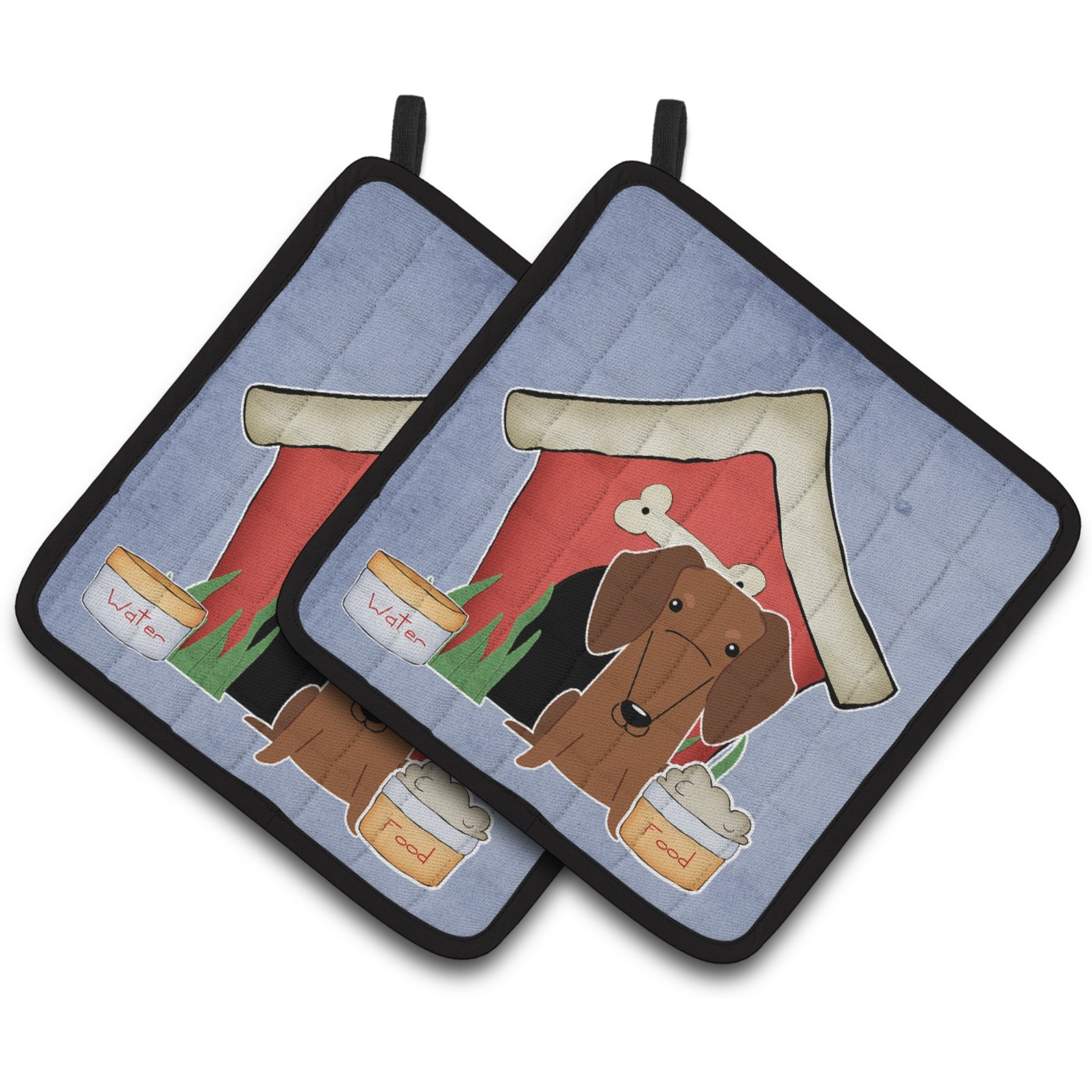 &quotCaroline's Treasures Dog House Collection Dachshund Red Brown Pair of Pot Holders BB2884PTHD, 7.5HX7.5W, Multicolor"
