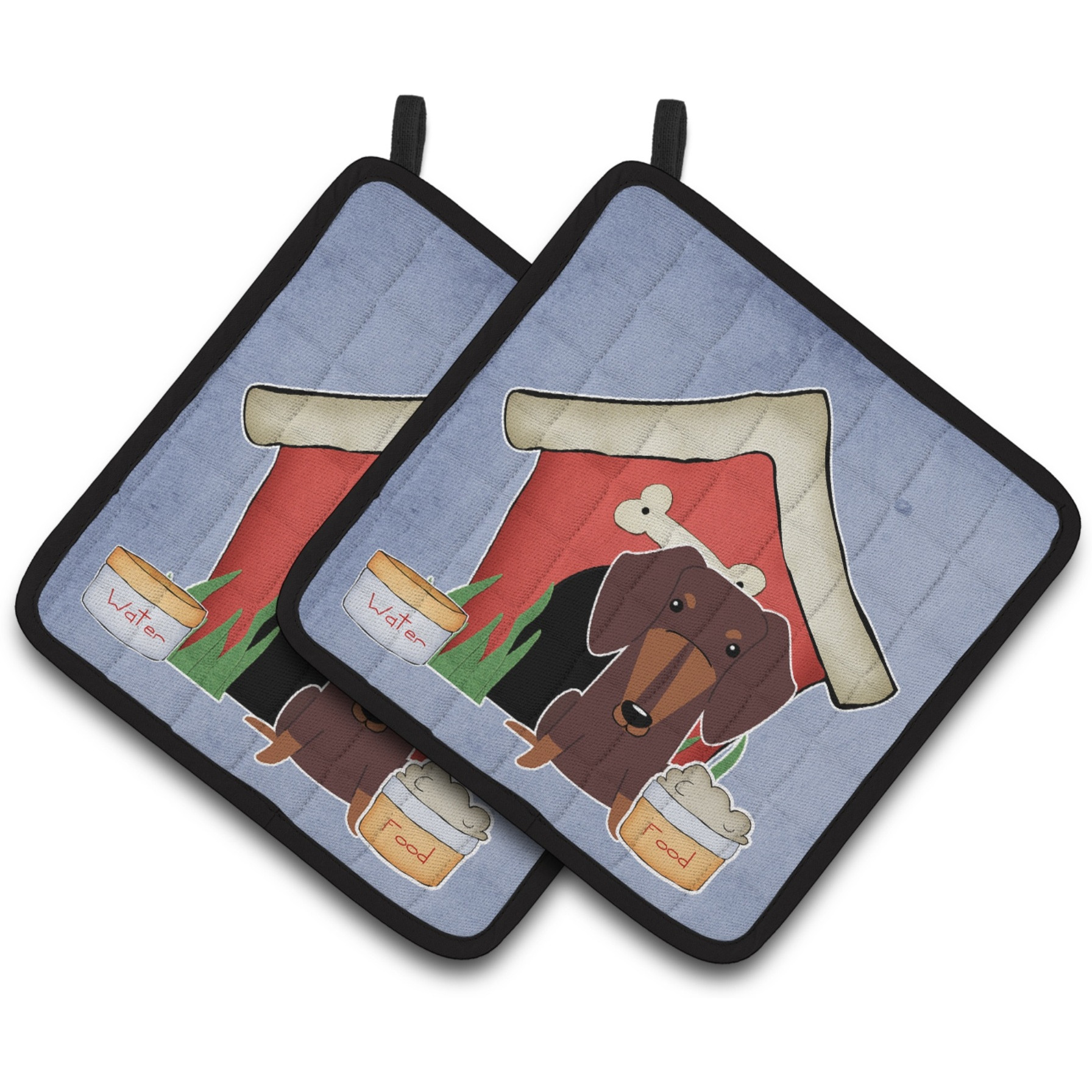 &quotCaroline's Treasures Dog House Collection Dachshund Chocolate Pair of Pot Holders BB2885PTHD, 7.5HX7.5W, Multicolor"
