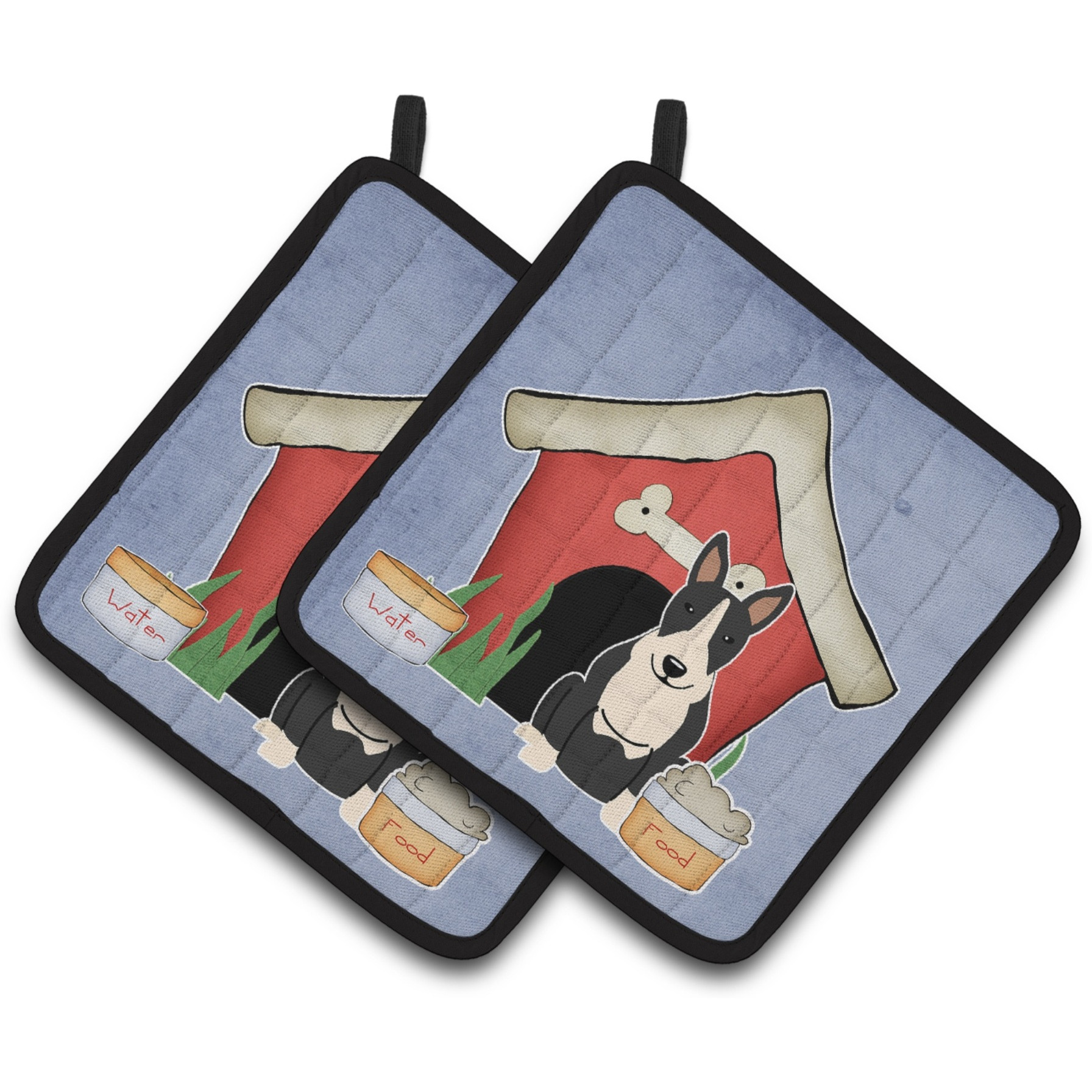 &quotCaroline's Treasures Dog House Collection Bull Terrier black White Pair of Pot Holders BB2887PTHD, 7.5HX7.5W, Multicolor"