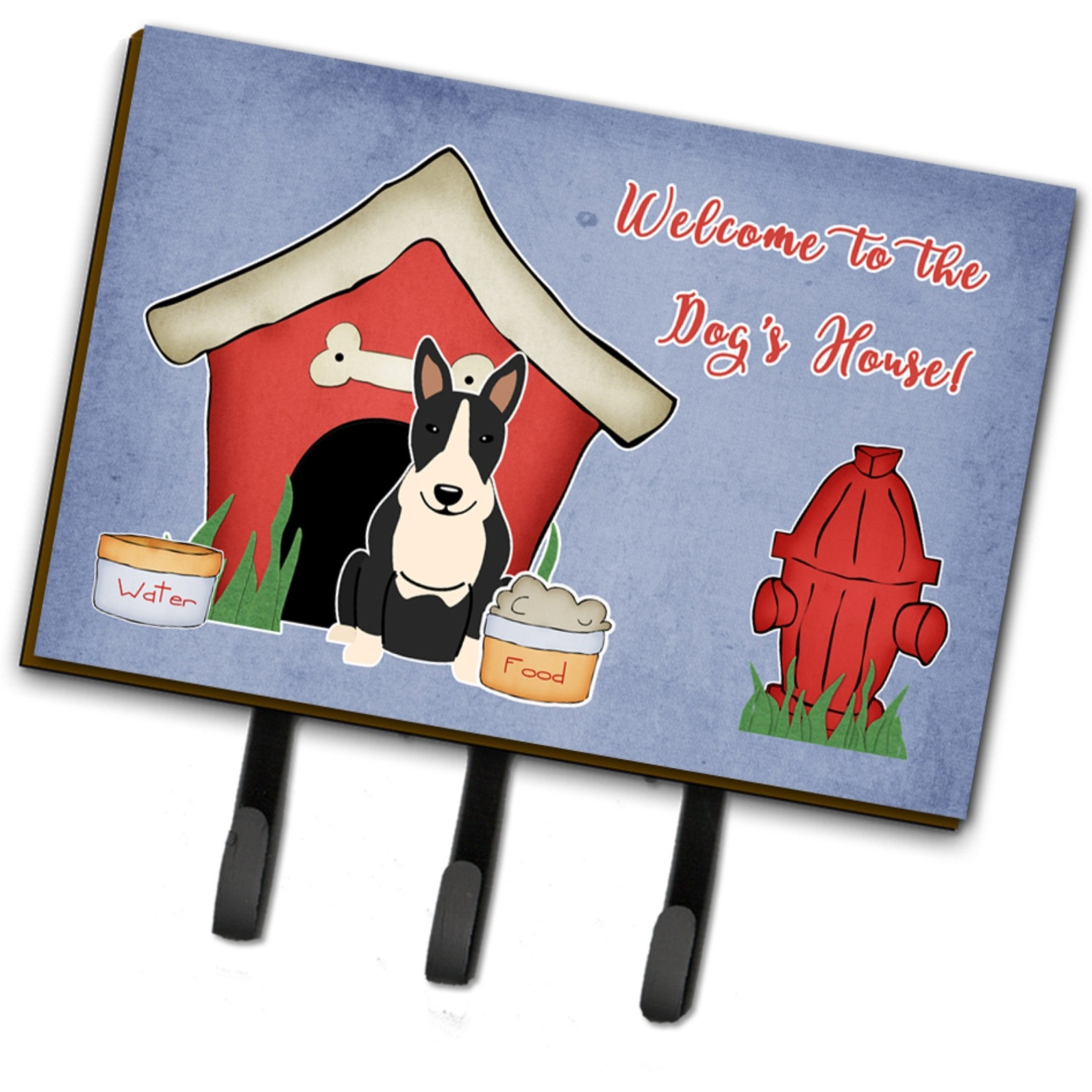 &quotCaroline's Treasures Dog House Collection Bull Terrier Black White Leash or Key Holder BB2887TH68, Triple, Multicolor"