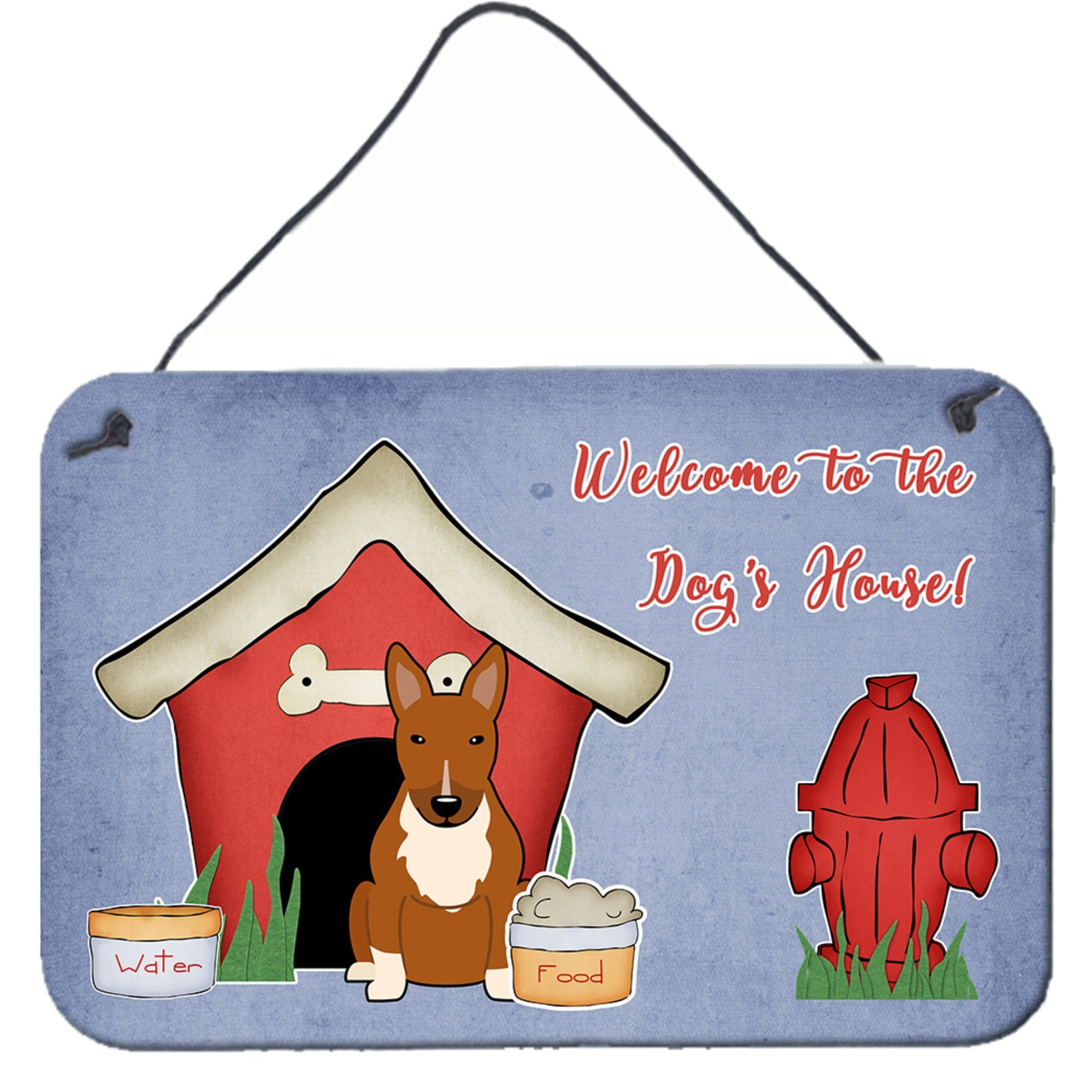 &quotCaroline's Treasures Dog House Collection Bull Terrier Red Wall or Door Hanging Prints BB2888DS812, 8HX12W, Multicolor"