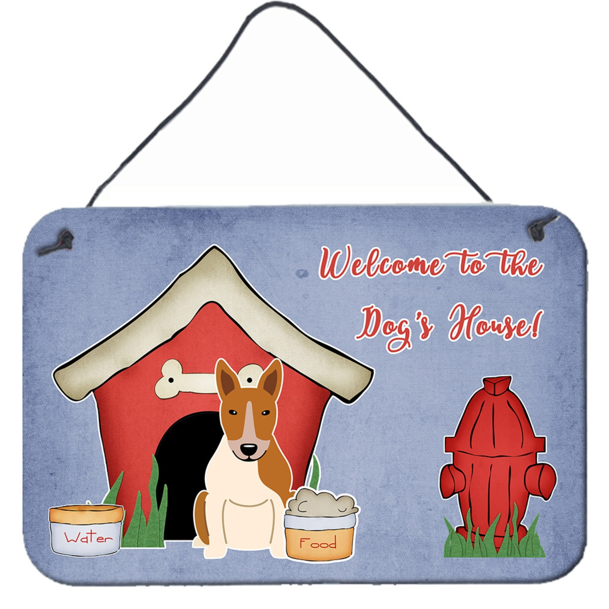 &quotCaroline's Treasures Dog House Collection Bull Terrier Red White Wall or Door Hanging Prints BB2889DS812, 8HX12W, Multicolor"