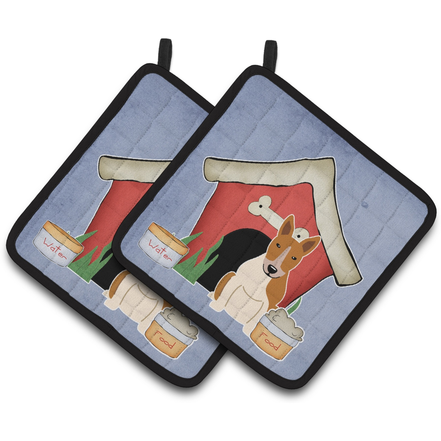 &quotCaroline's Treasures Dog House Collection Bull Terrier Red White Pair of Pot Holders BB2889PTHD, 7.5HX7.5W, Multicolor"