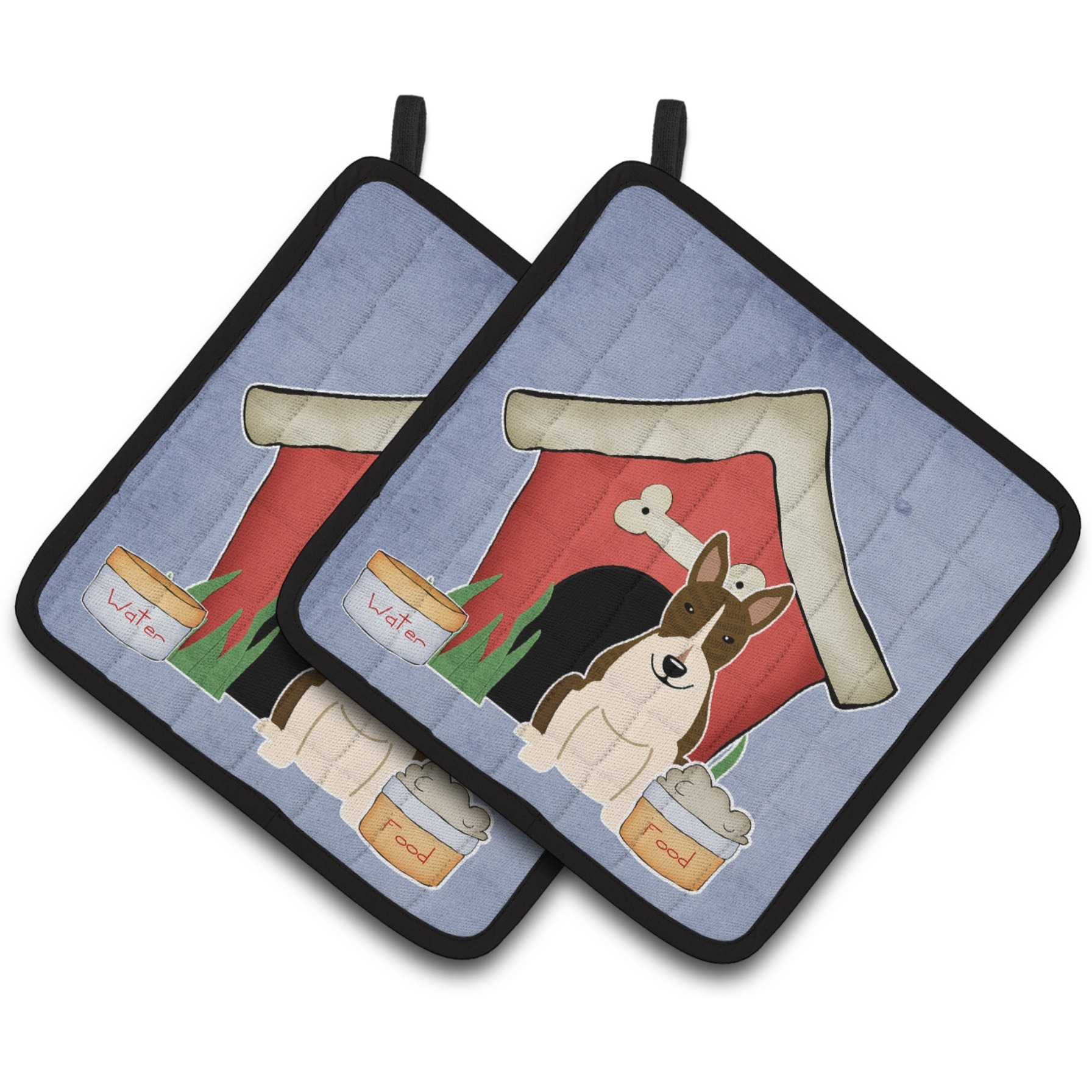 &quotCaroline's Treasures Dog House Collection Bull Terrier Dark Brindle Pair of Pot Holders BB2890PTHD, 7.5HX7.5W, Multicolor"