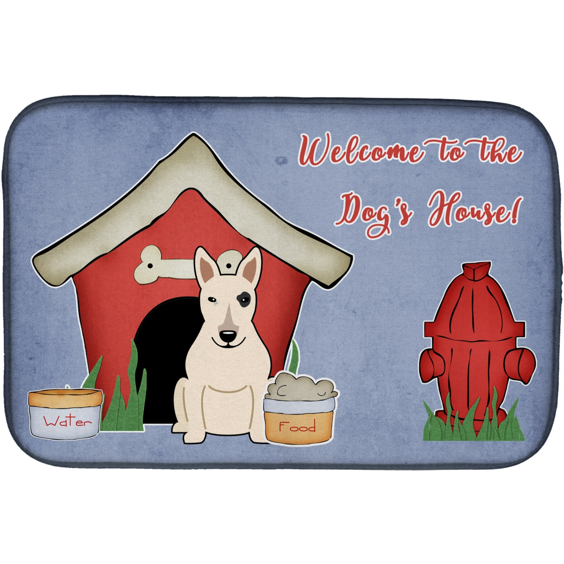 &quotCaroline's Treasures Dog House Collection Bull Terrier White Dish Drying Mat, 14"" x 21"""