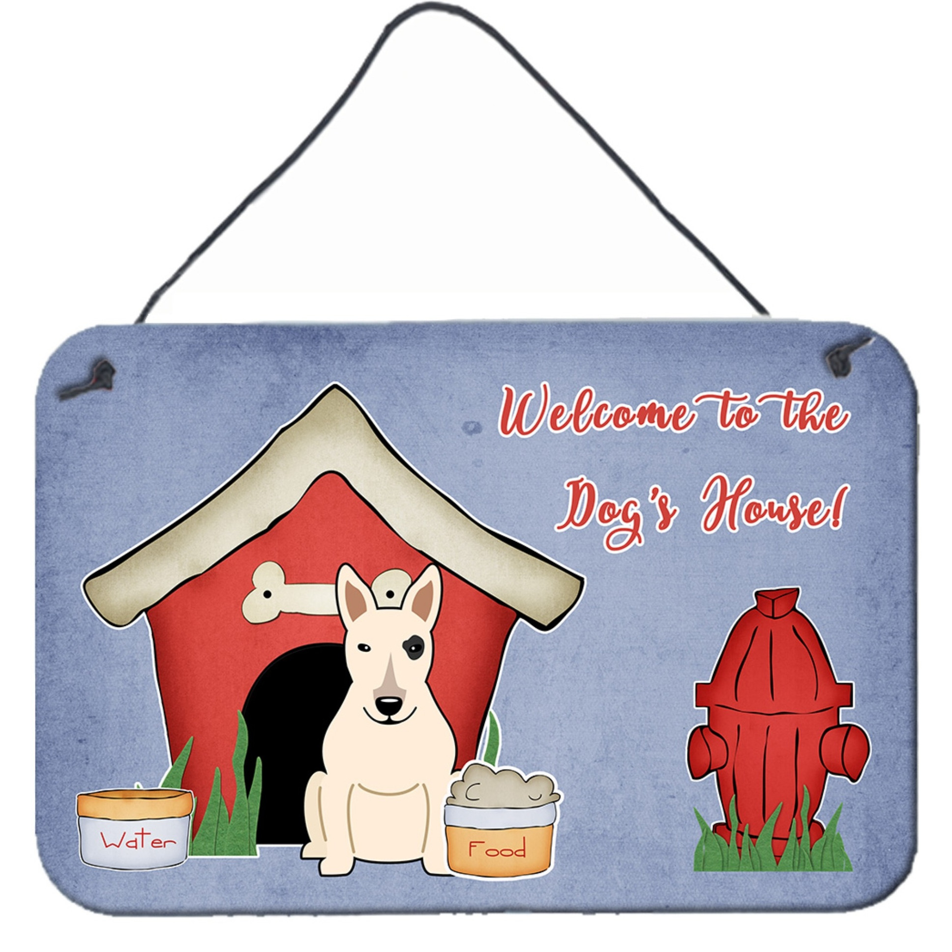 &quotCaroline's Treasures Dog House Collection Bull Terrier White Wall or Door Hanging Prints BB2892DS812, 8HX12W"