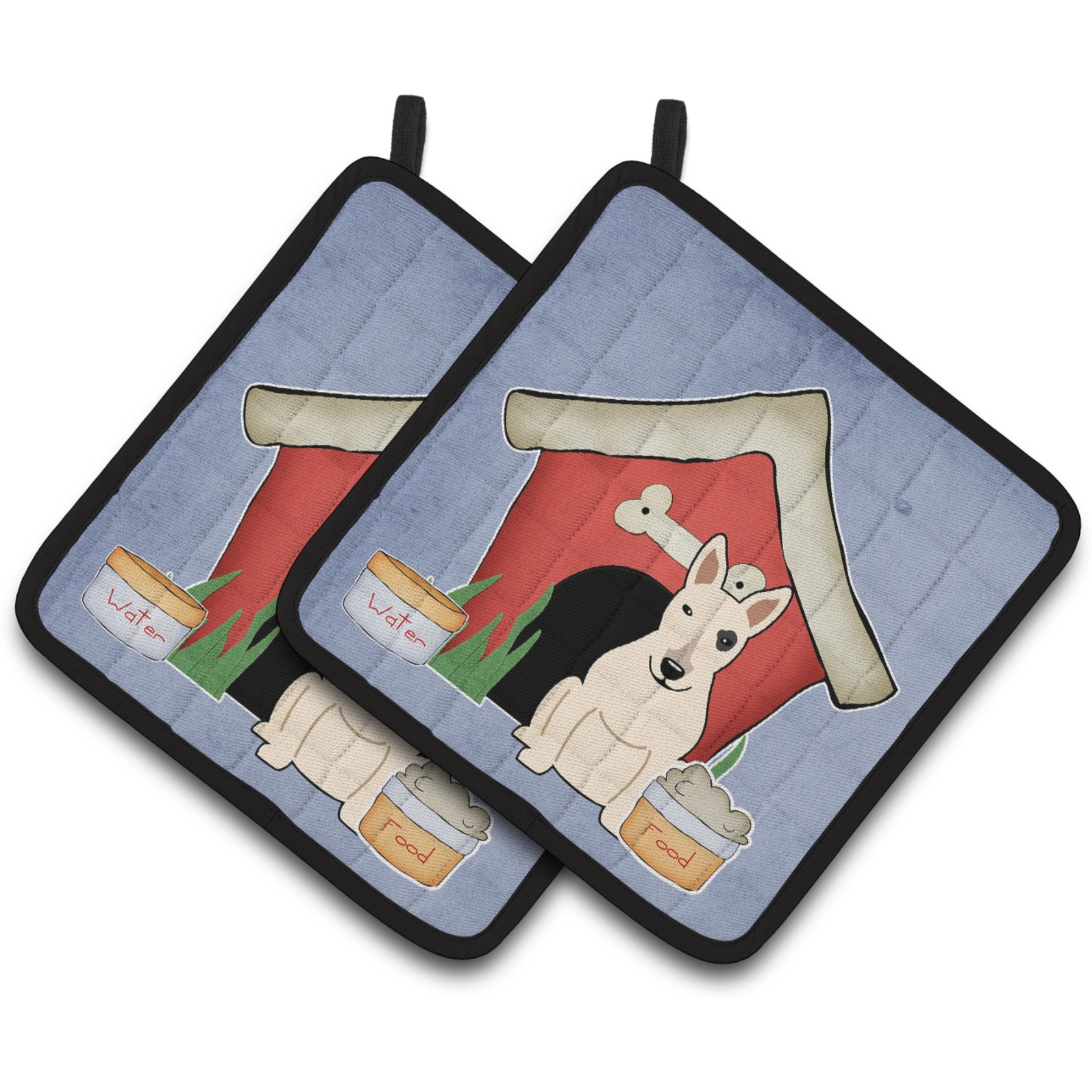 &quotCaroline's Treasures Dog House Collection Bull Terrier White Pair of Pot Holders BB2892PTHD, 7.5HX7.5W, Multicolor"