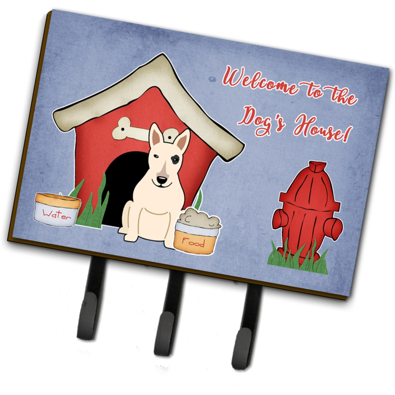 &quotCaroline's Treasures Dog House Collection Bull Terrier White Leash or Key Holder BB2892TH68, Triple"